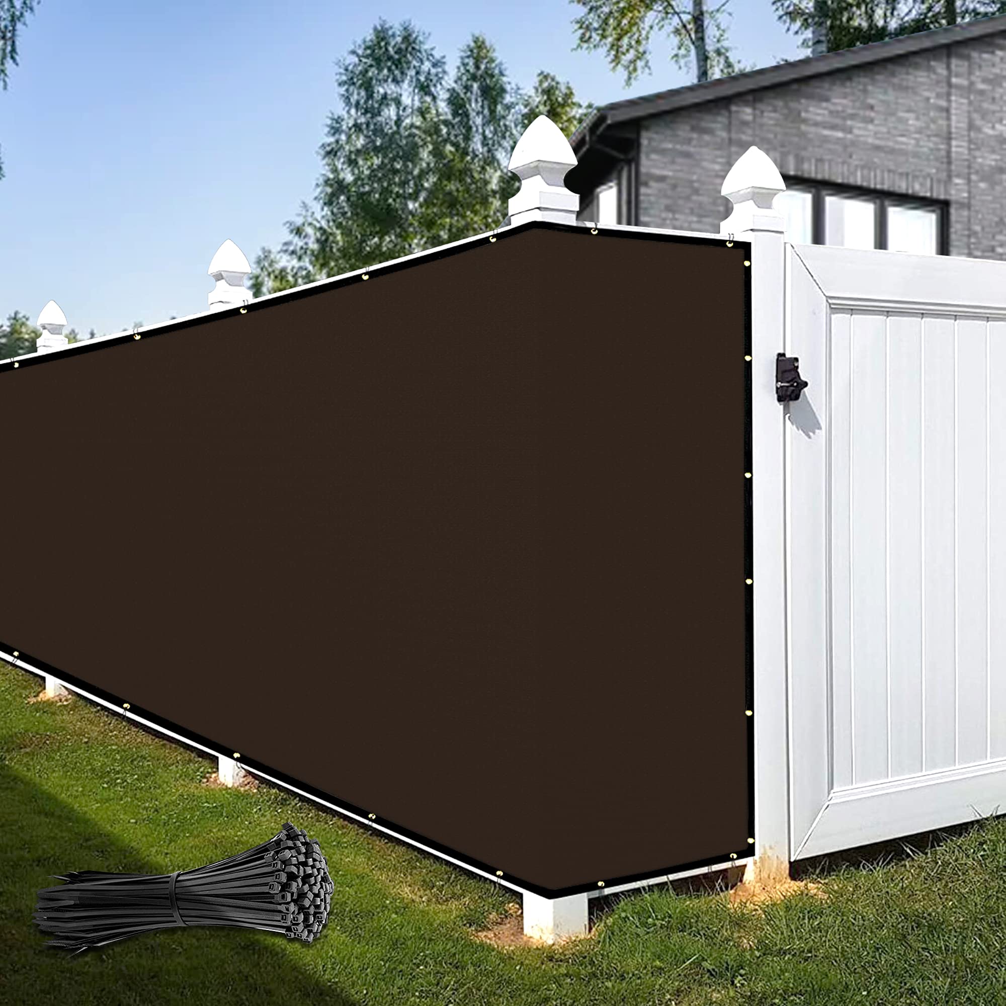KOOL KOI SHADE 4' x 192' Heavy Duty Commercial Grade Brown Privacy Fence Screen - Windproof Cover with Reinforced Binding & Zip Ties - Custom Sizes Available - Perfect for Backyard Privacy, Pool Enclosures & Outdoor Events