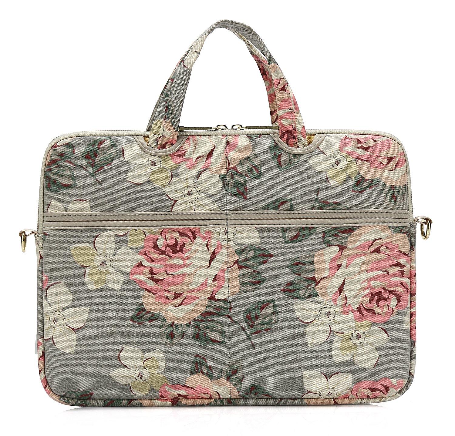 Kayond Gray Rose Canvas Laptop Messenger Bag - 13-13.3 Inch Shoulder Bag for MacBook Air 13 & MacBook Pro 13/14 - Stylish Protective Sleeve Case for Work, School & Travel Accessories