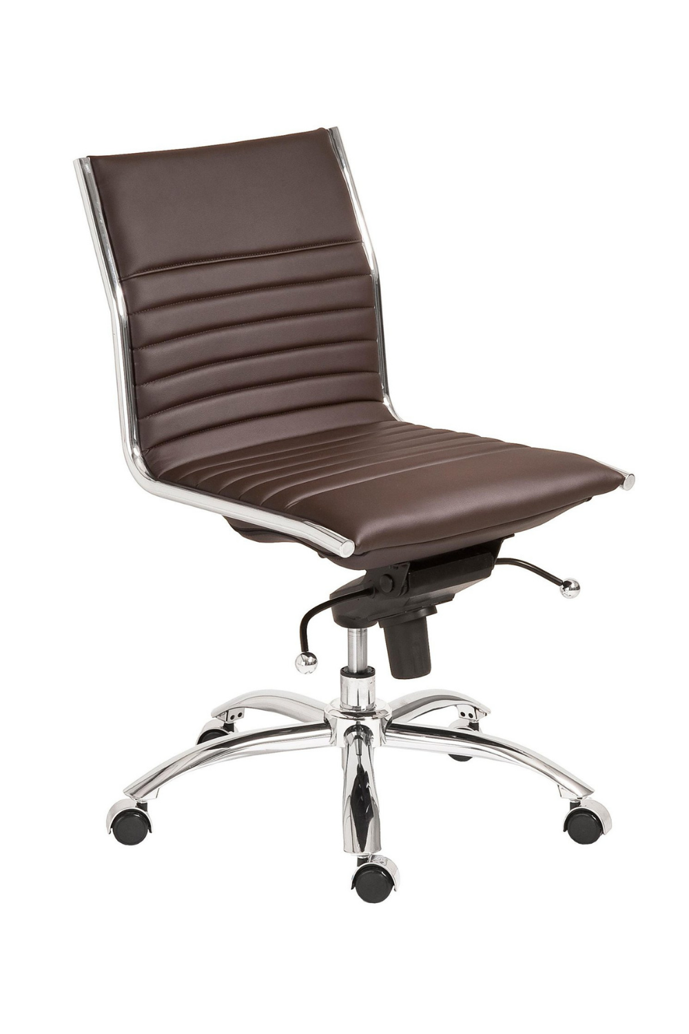 Euro Style Dirk Low Back Office Chair - Armless Ergonomic Design with Chrome Steel Base for Home, Office & Workspace Comfort