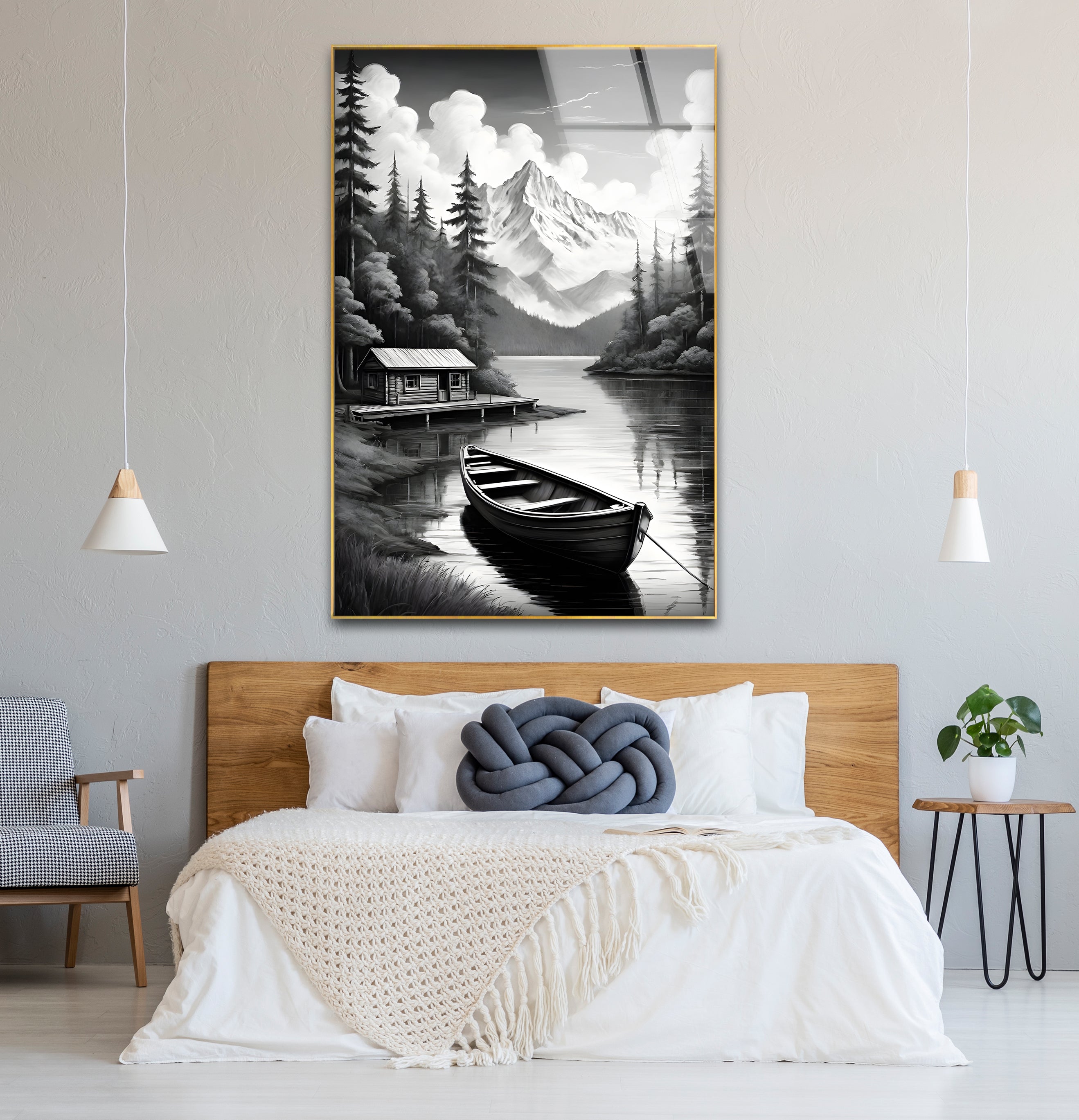 Stunning Black & White Nature Landscape Glass Wall Art - Elegant Home & Office Decor for Living Room, Bedroom, or Office Space