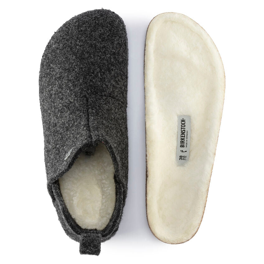 Birkenstock Andermatt Shearling Wool Felt Slippers for Women & Men - Cozy Indoor/Outdoor House Shoes - Warm Winter Home Comfort with Premium Wool Lining - Anthracite Grey