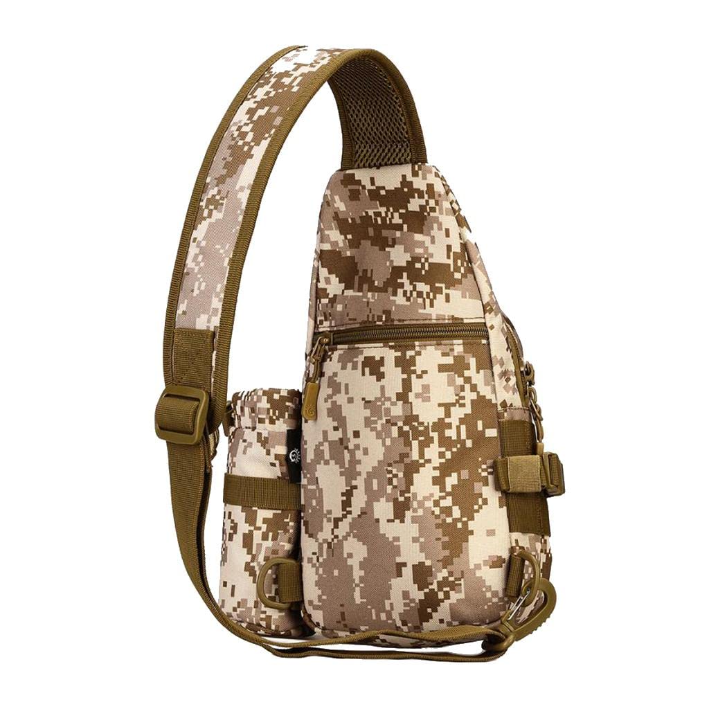 UJEAVETTE® Tactical Shoulder Bag - Crossbody Chest Pack with Water Bottle Pouch - Desert Digital Camo Backpack for Hiking, Travel & Outdoor Adventures