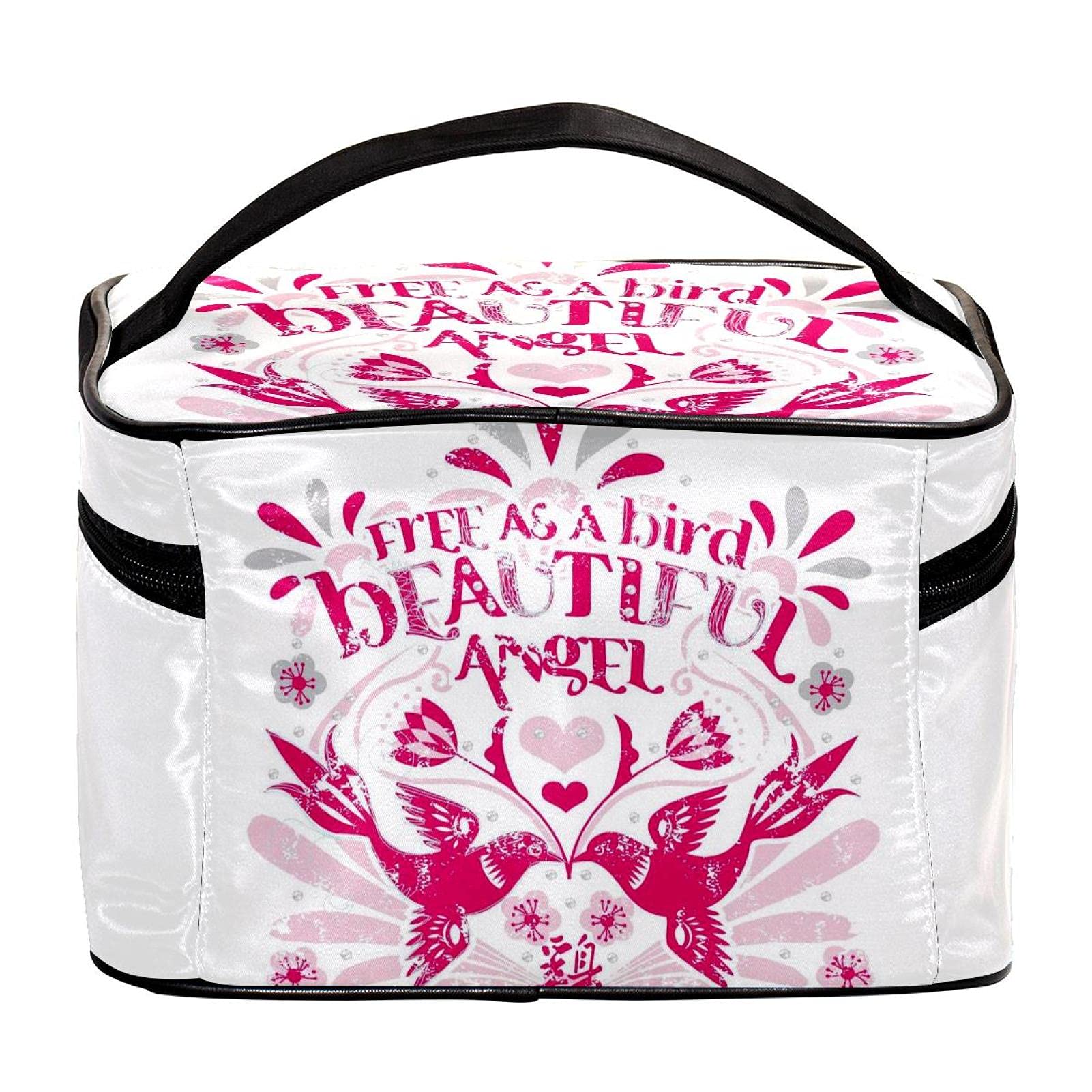 Large Pink Floral Travel Makeup Bag for Women - Waterproof Cosmetic Organizer with Zipper, Perfect for Vacation, Gym & Daily Use | Twin Bird Toiletry Case for Girls & Women