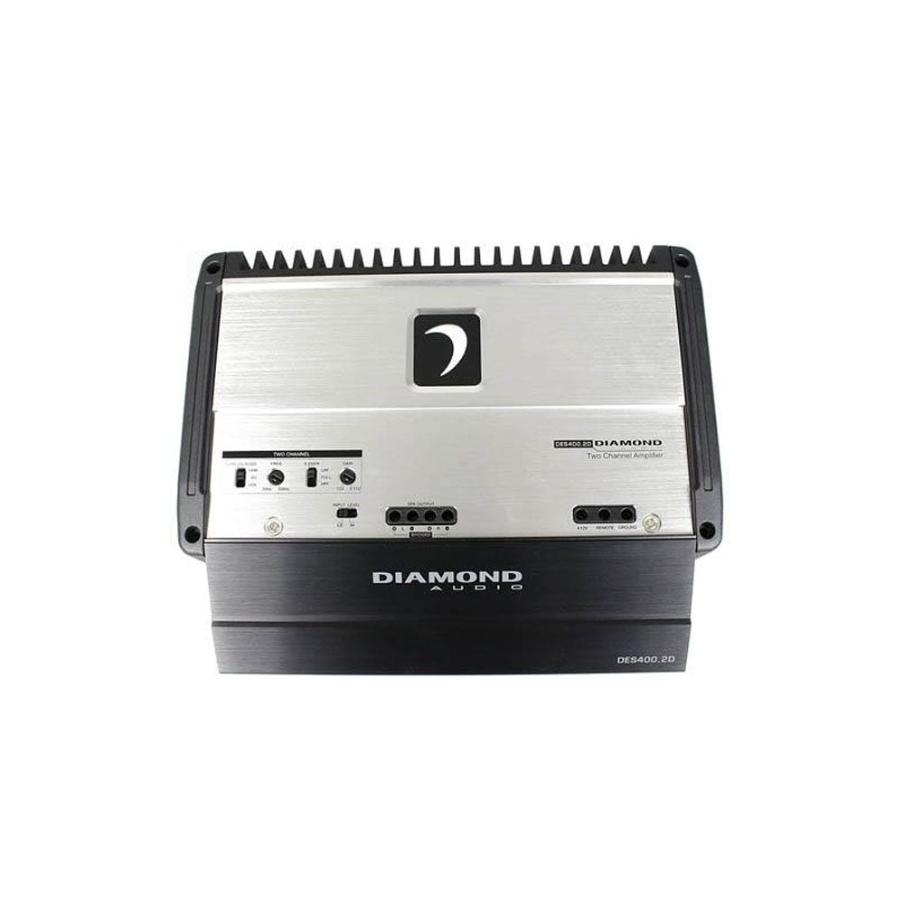 Diamond Audio DES400.2D 500W RMS 2-Channel Class D Car Amplifier - Full Range DES Series (Refurbished) | Perfect for Car Audio Systems & Bass Enhancement