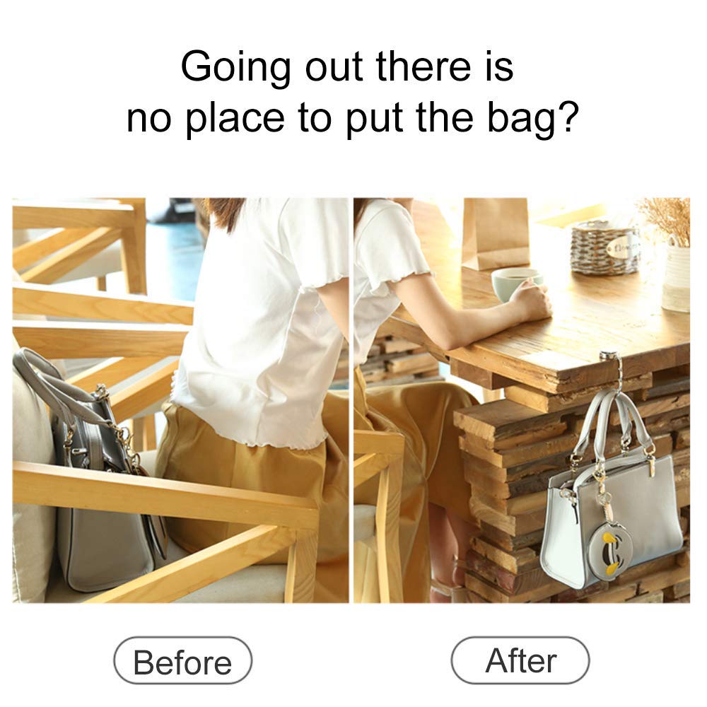 Foldable Purse Hook - Portable Handbag Hanger for Table, Restaurant & Travel - Space Saving Bag Holder (Pink & Blue) - Perfect for Dining, Shopping & Office Use