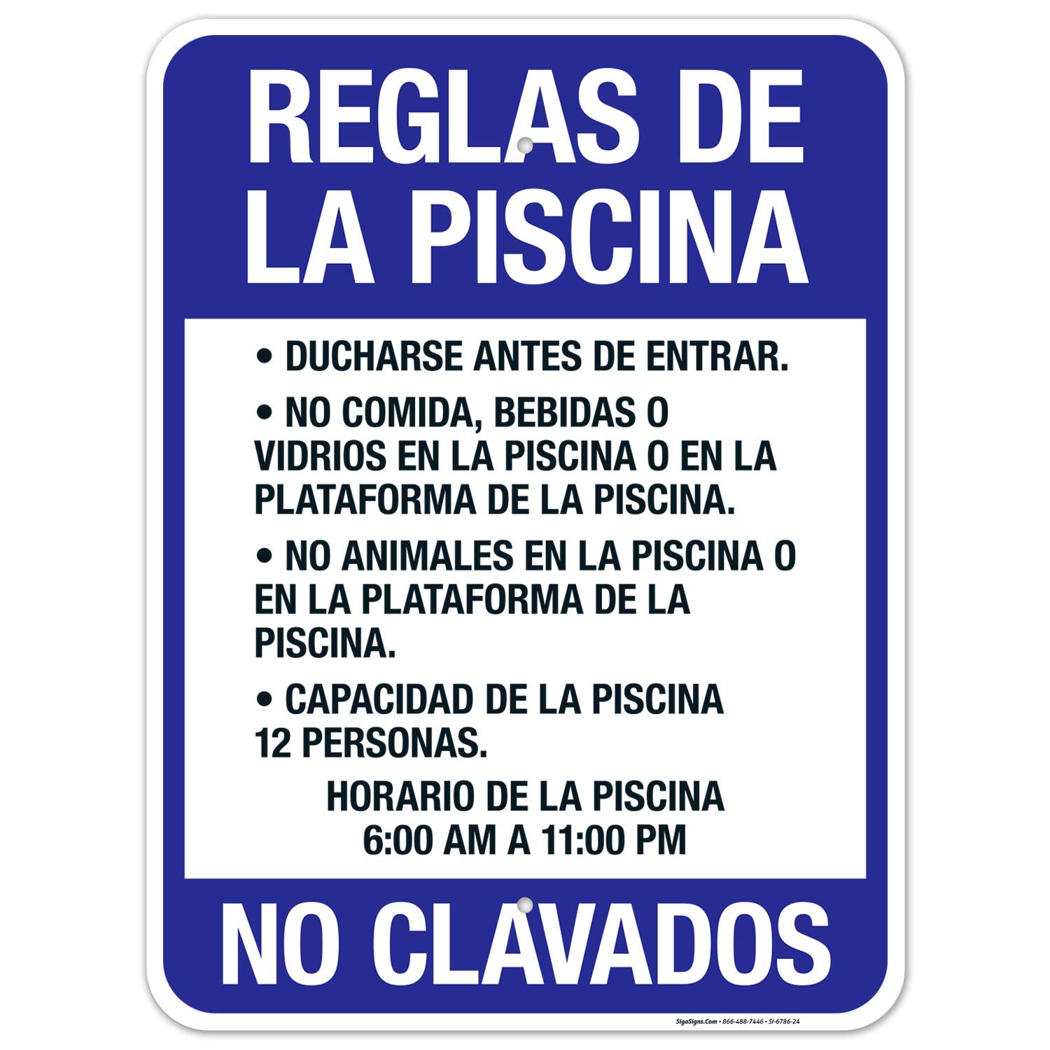 Pool Rules Sign - 18x24 Inches Rust-Free .063 Aluminum, Fade-Resistant for Indoor/Outdoor Use - Made in USA - Perfect for Backyard Pools, Community Centers & Water Parks