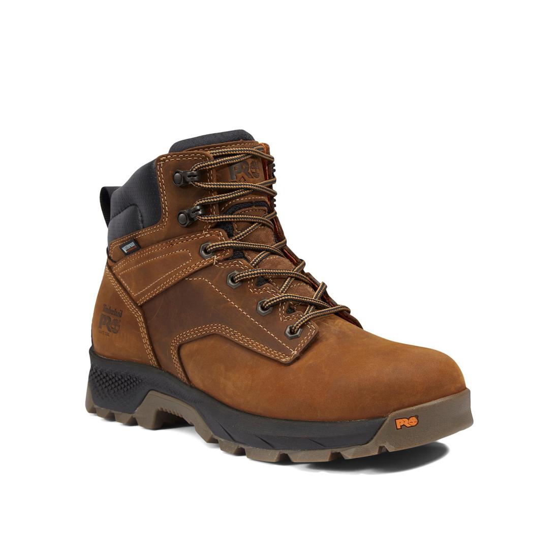 Titan EV 6 Inch Soft Toe Waterproof Work Boots for Men - Brown Safety Shoes for Construction, Hiking & Outdoor Work - Slip Resistant & Comfortable