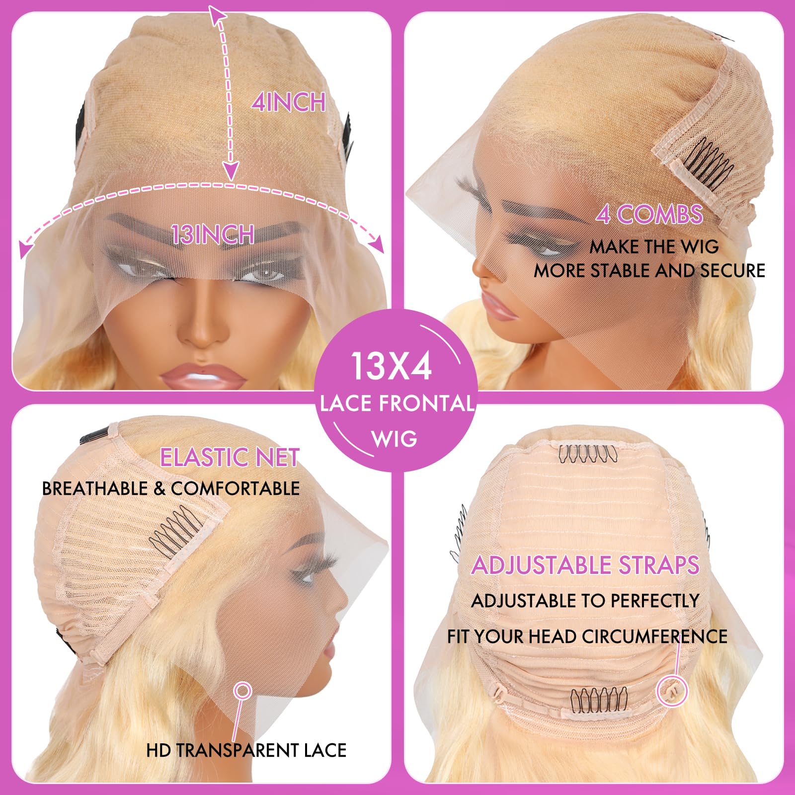 30 Inch 613 Blonde Human Hair Lace Front Wig - 200% Density Body Wave with Pre-Plucked Natural Hairline & 13x4 HD Lace Frontal - Perfect for Daily Wear, Cosplay, and Special Occasions