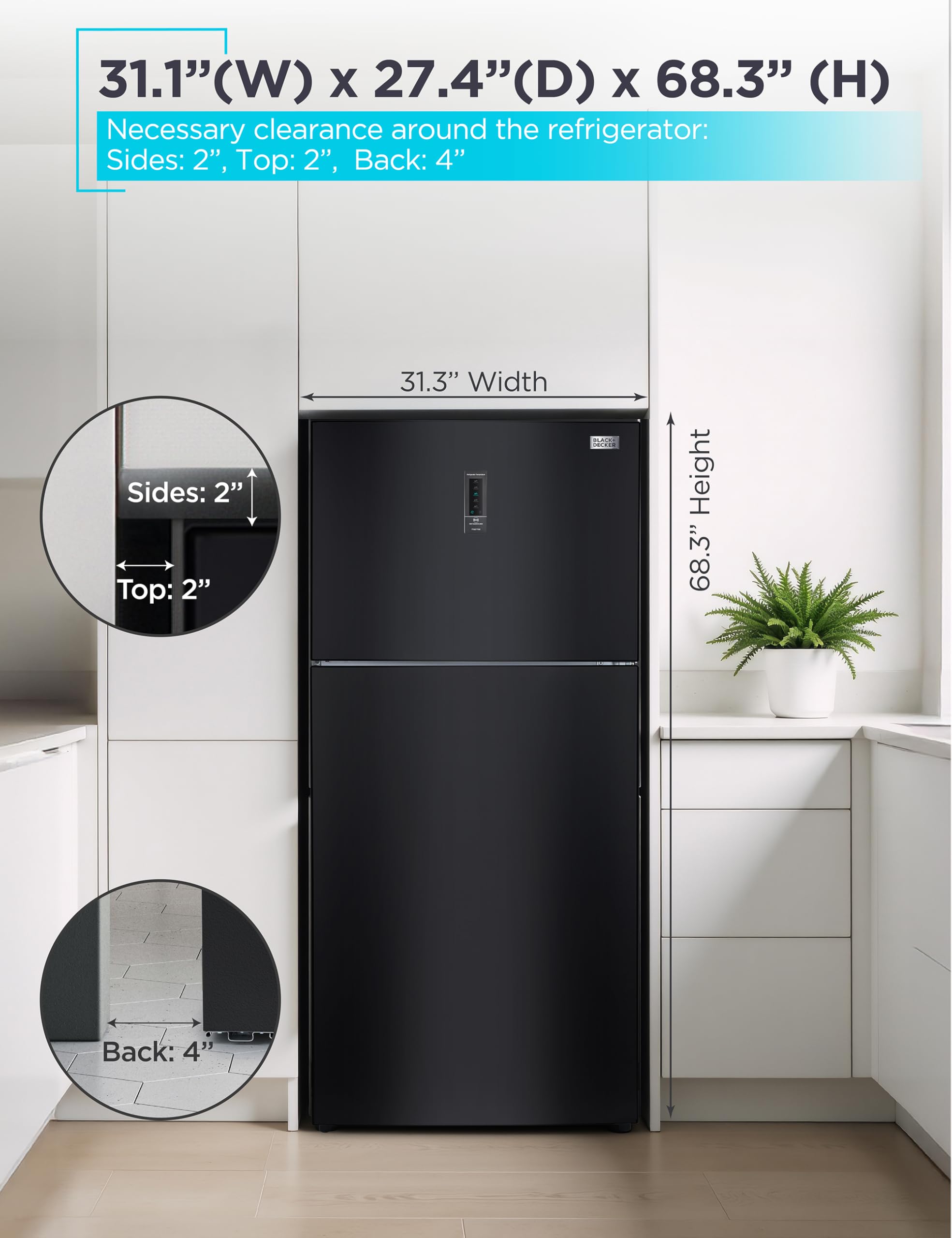BLACK+DECKER 16.4 Cu. Ft. Top Freezer Refrigerator with Adjustable Temperature Controls, Auto Defrost, Energy Efficient Full Size Kitchen Fridge (BR1640KB, Black) - Perfect for Family Homes, Apartments & Restaurants