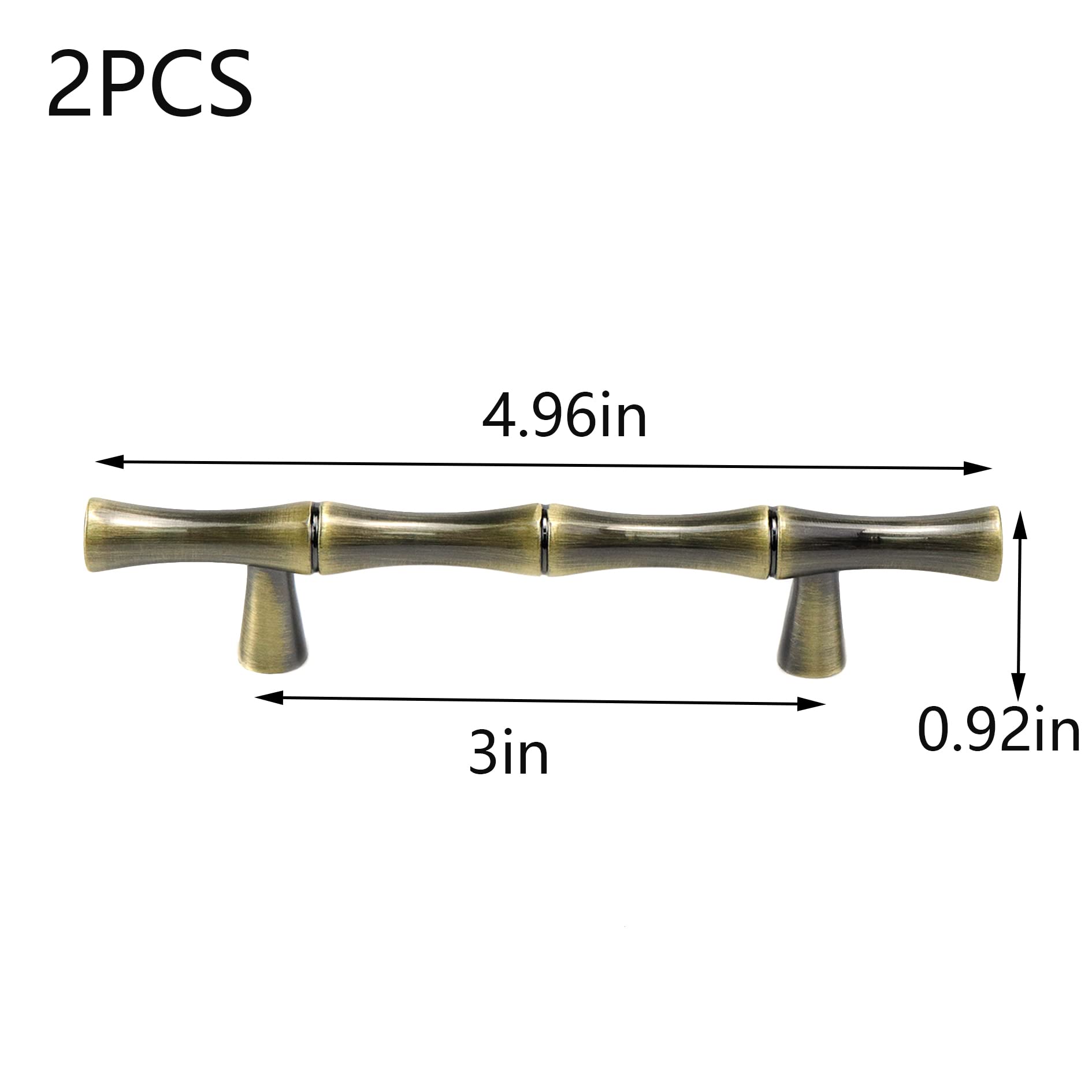 2PCS Zinc Alloy Bamboo Shaped Cabinet Handles - 3 Inch Hole Center Bronze Drawer Pulls with Screws for Bathroom, Kitchen, Office Furniture - Durable & Stylish Hardware for Cabinets, Dressers & Storage Drawers