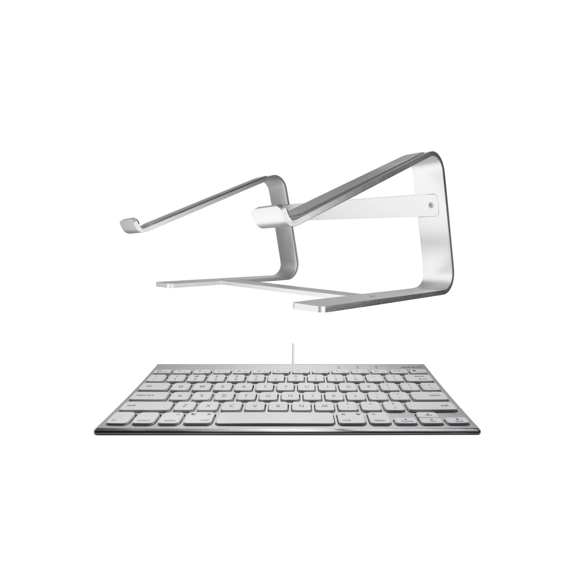 Macally Wired Mac Keyboard with Aluminum Ergonomic Laptop Stand - Sleek Apple Accessories for MacBook Pro/Air, iMac & iPad - Perfect for Home Office, Gaming & Workspace Setup