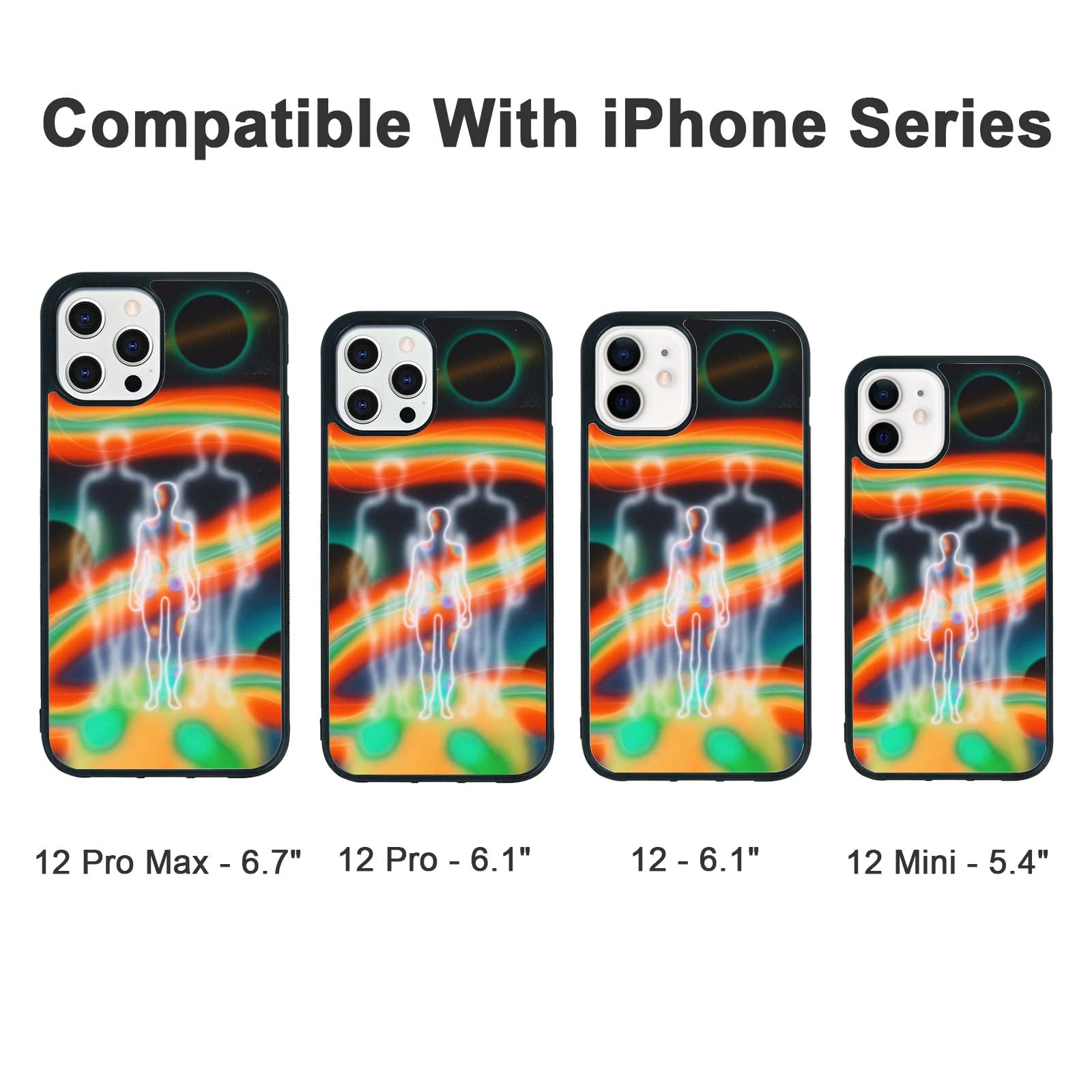 Psychedelic Trippy Aesthetic Art Phone Case for iPhone 14 13 12 11 Mini Pro Max | Shockproof Hard PC + Soft TPU Protective Cover | Iridescent Design for Men Women | Perfect for Music Festivals & Rave Parties