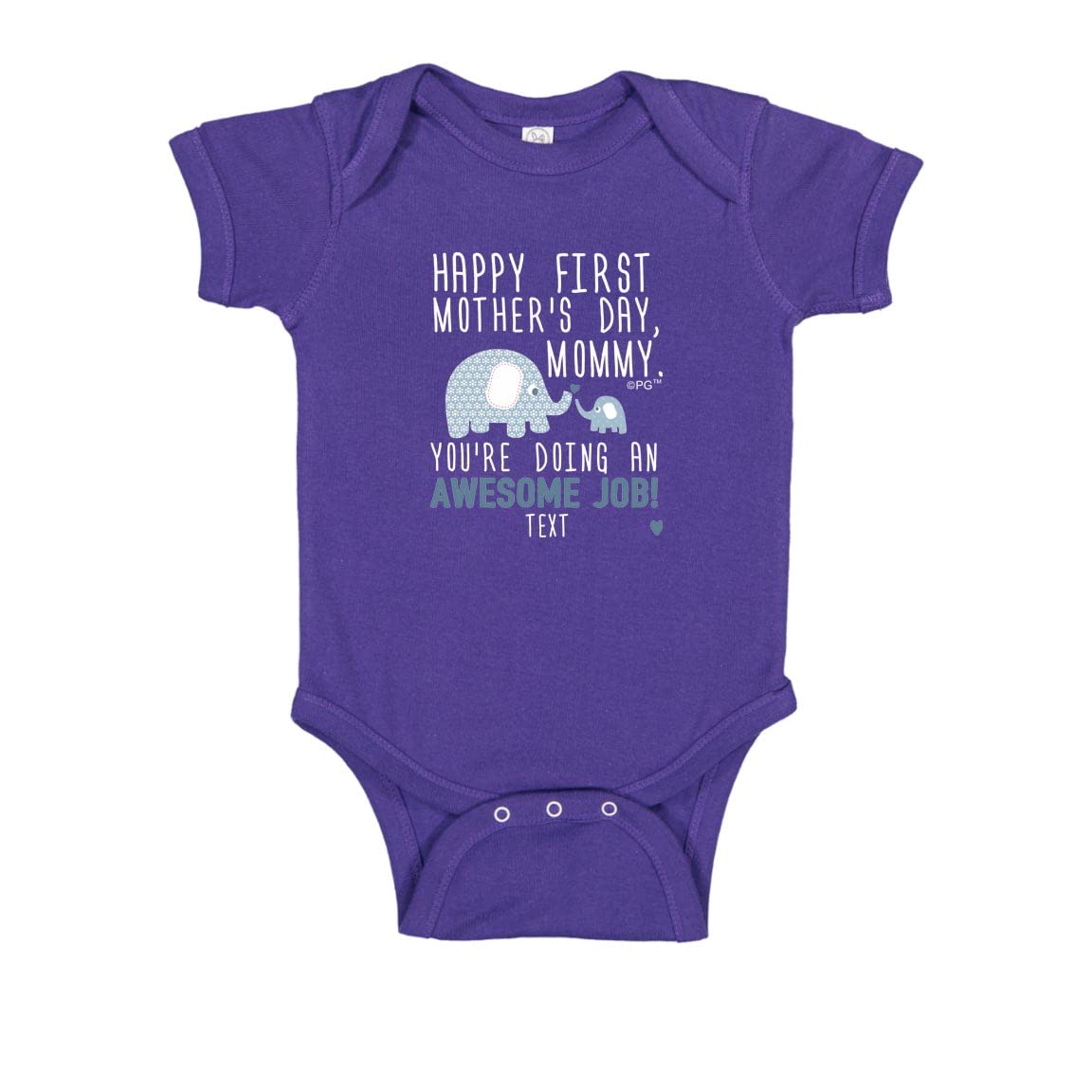 Personalized First Mother's Day Gift - Blue Elephant Baby Bodysuit for New Moms | Cute Outfit for Baby Showers & Photo Shoots