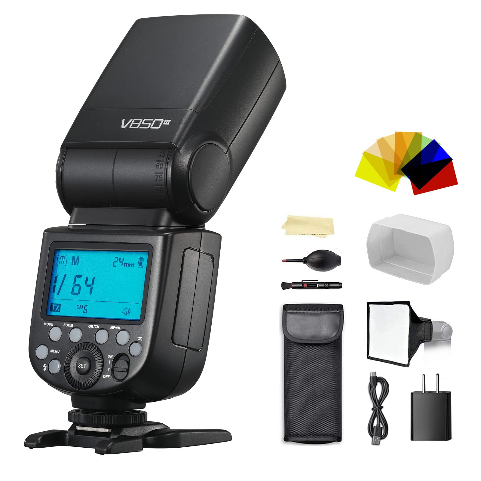 Godox V850III GN60 1/8000s HSS Camera Flash Speedlite with 2600mAh Li-ion Battery - Compatible with Canon, Nikon, Sony, Fujifilm, Olympus DSLR & Mirrorless Cameras - 1.5s Recycle Time & 450 Full Power Pops - Perfect for Portrait, Wedding, and Studio Photography