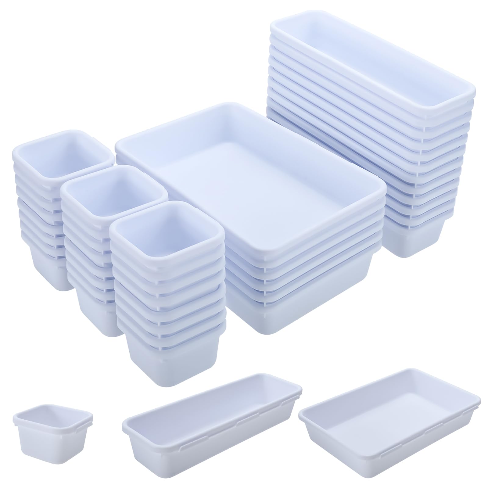 42-Piece Interlocking Drawer Organizer for Office, Kitchen & Bathroom Storage