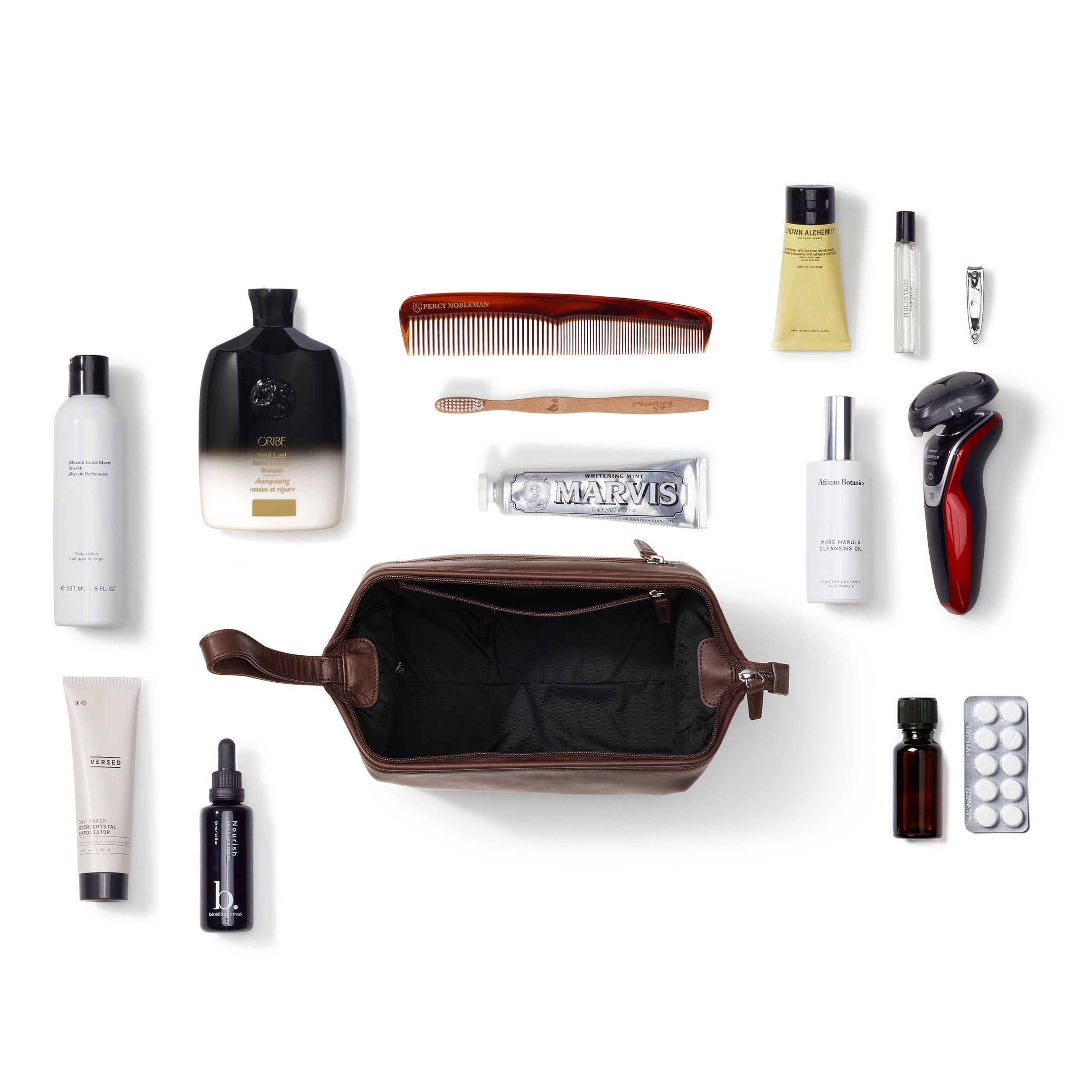 Premium Mahogany Framed Toiletry Bag for Travel - Waterproof Cosmetic Organizer with Hanging Hook, Perfect for Vacation, Gym & Business Trips