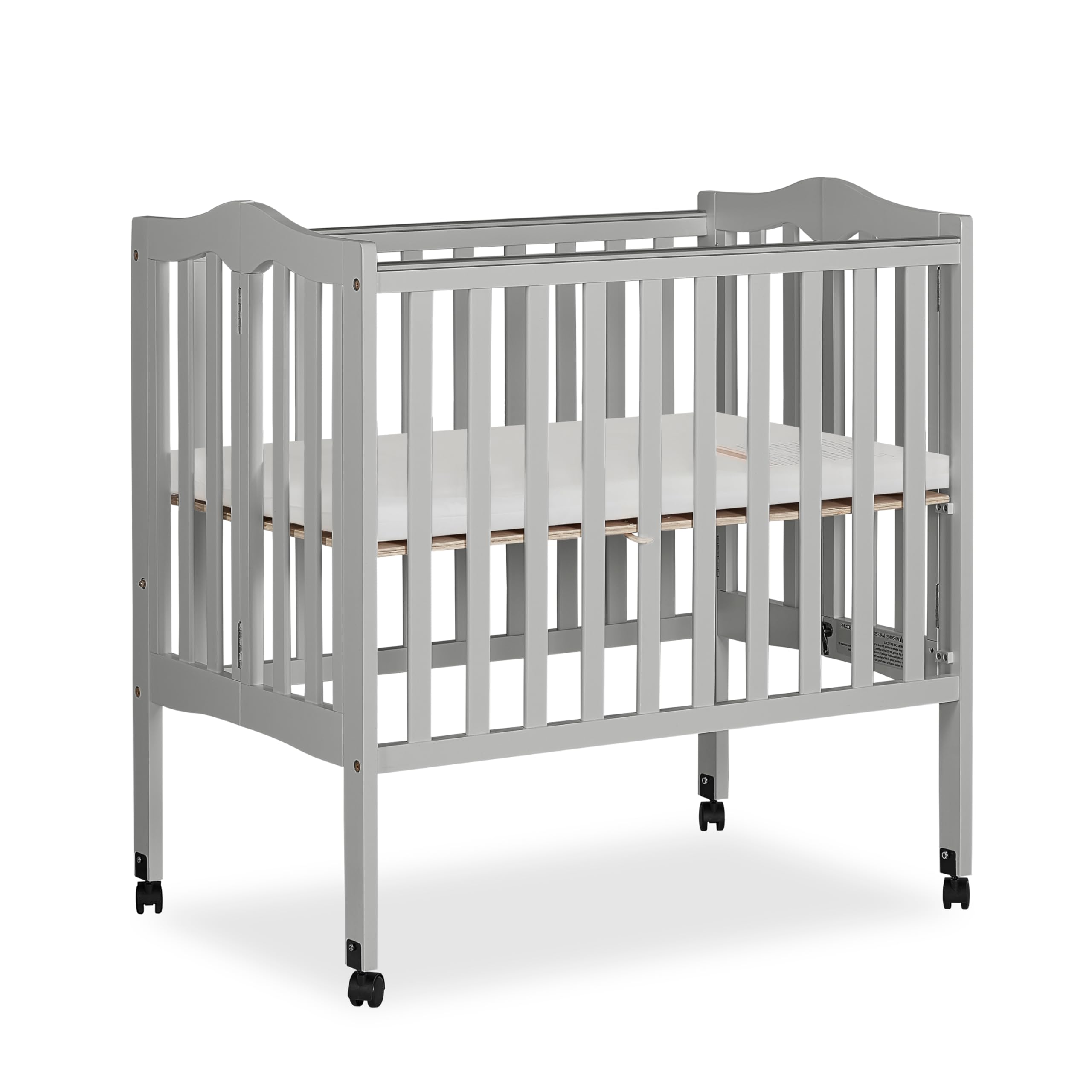 2-in-1 Lightweight Folding Portable Baby Crib & Playpen - Greenguard Gold Certified, Pebble Grey | Convertible Nursery Bed with Locking Wheels, Folds Flat for Storage | Perfect for Home, Travel & Daycare Use