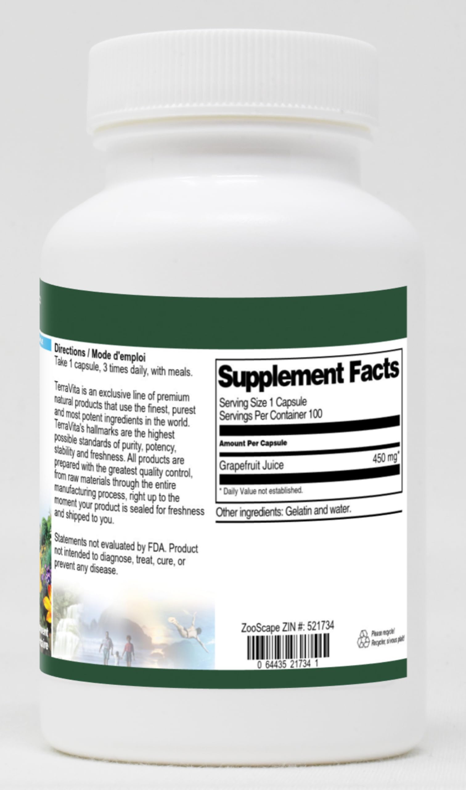 Grapefruit Juice Extract 450mg (100 Capsules per Bottle, ZIN: 521734) - 3 Pack Supplement for Weight Management & Detox | Supports Immune Health & Metabolism
