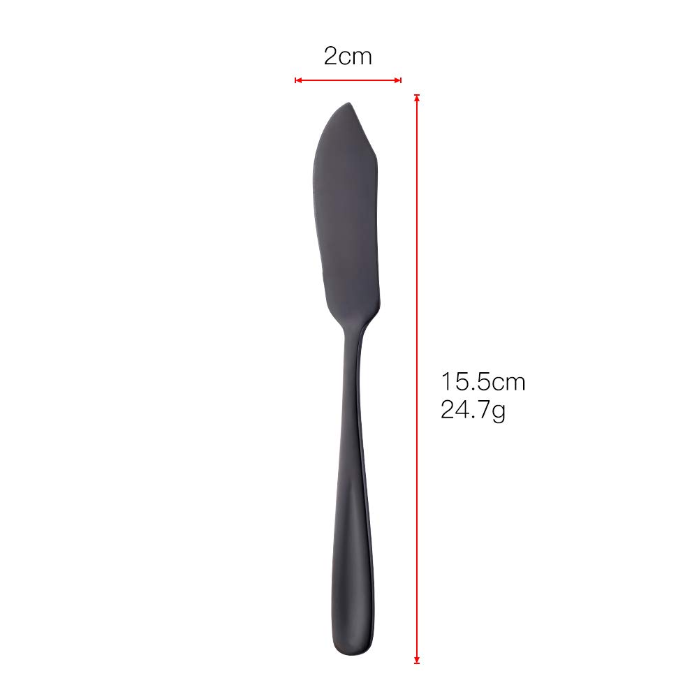 Premium Stainless Steel Cheese & Dessert Knives Set of 6 - Black Butter Knives for Breakfast, Sandwich Spreaders & Food Slicers - Perfect for Charcuterie Boards, Brunch Parties & Kitchen Essentials