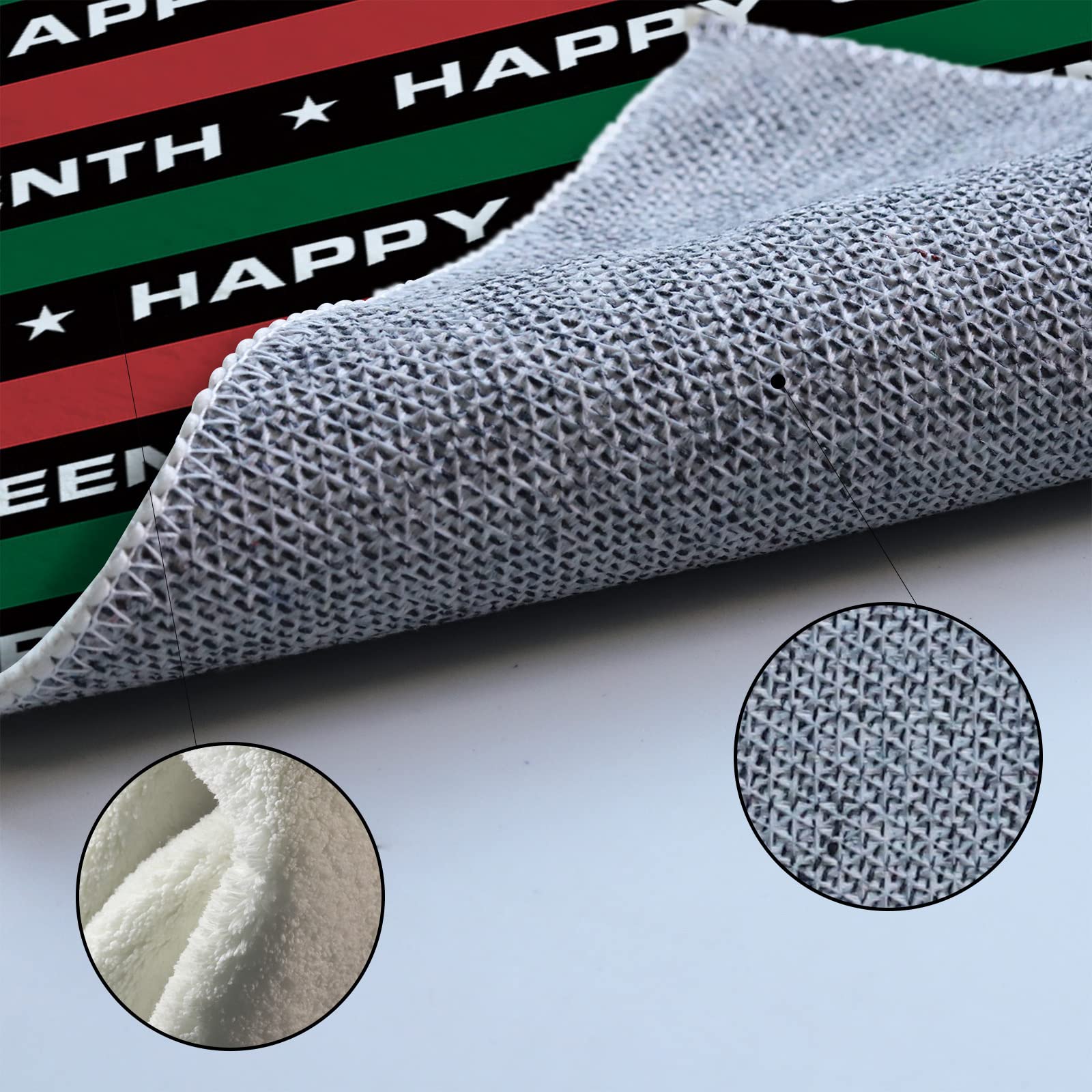 5'x8' Large Non-Slip Area Rug - Happy Juneteenth Striped Carpet in Red & Green for Bedroom, Living Room, Kitchen & Kids Room - Soft Floor Mat for Home Decor & Safety