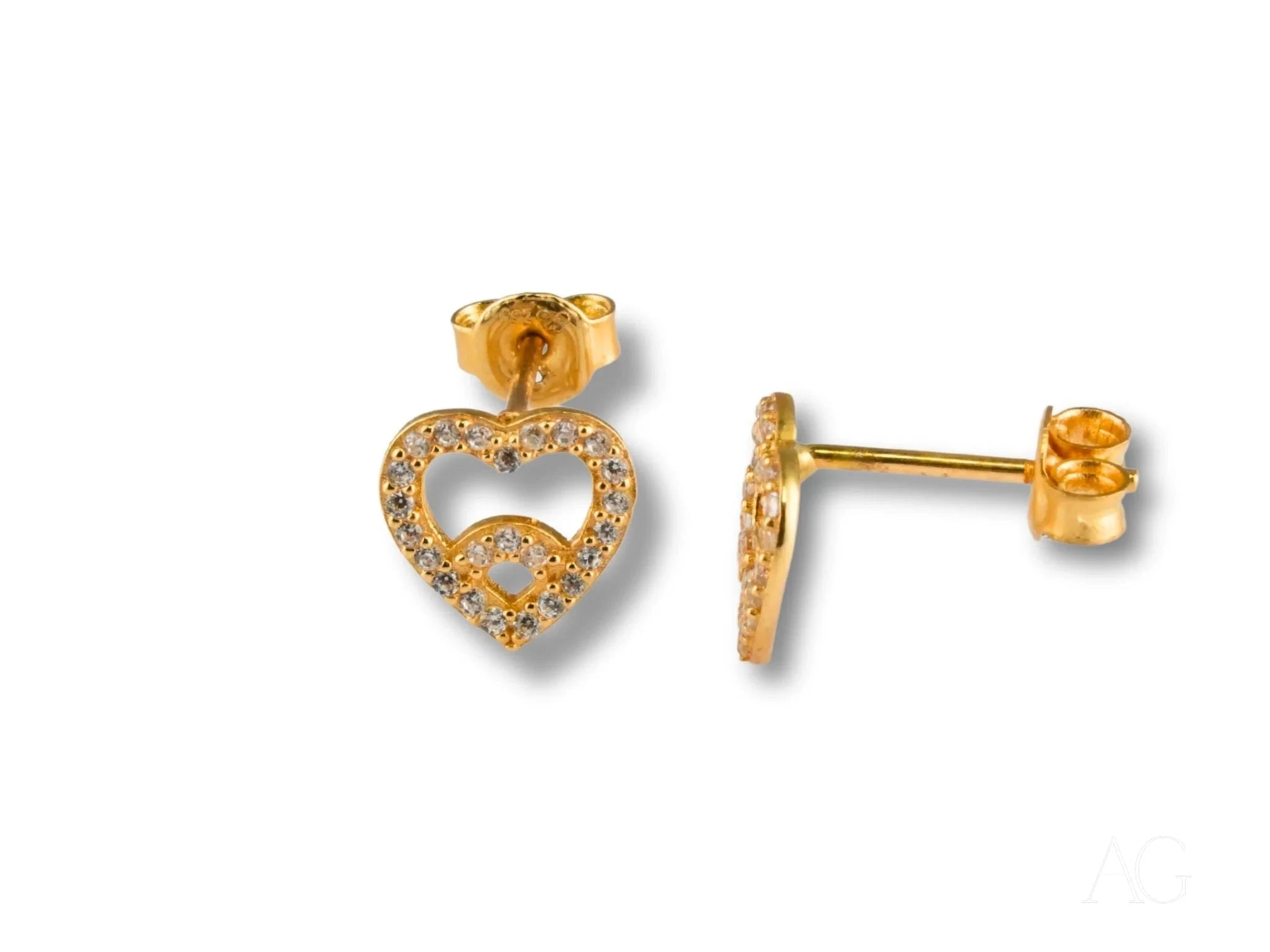 18K Gold CZ Heart Stud Earrings for Women - Romantic Valentine's Day Gift, Anniversary Jewelry - Perfect for Date Nights, Weddings & Special Occasions