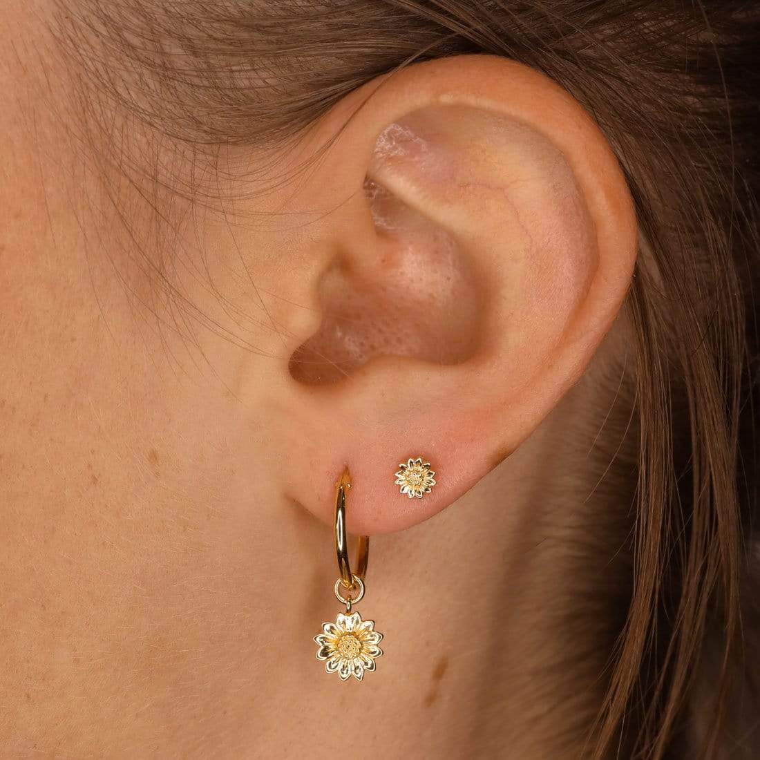 Tiny Gold Sunflower Stud Earrings for Women - Dainty Floral Jewelry Gift for Her - Perfect for Everyday Wear, Date Nights & Special Occasions