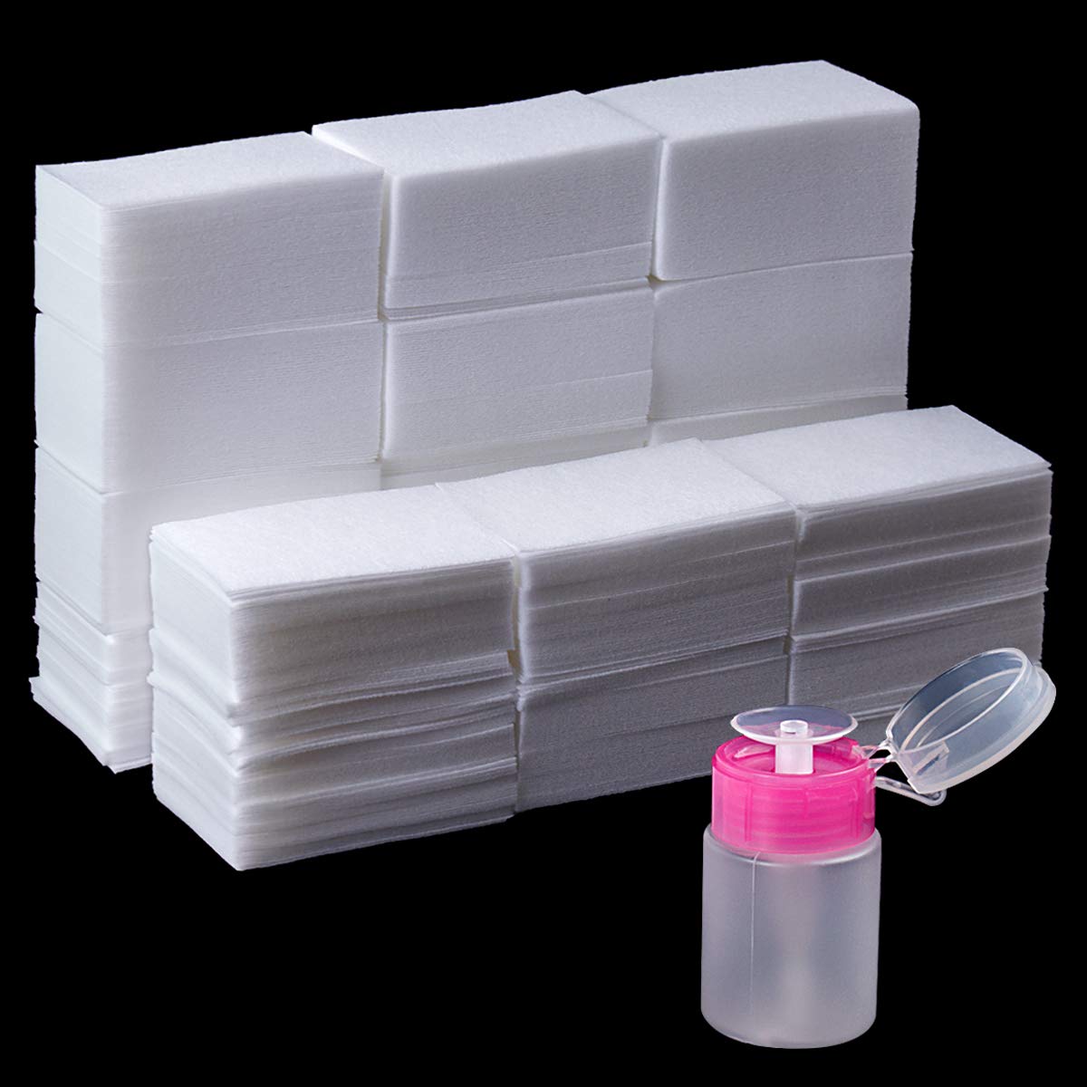 1000 Pcs Gel Nail Polish Remover Wipes - Lint Free Cotton Pads with Pump Dispenser Bottle | Disposable for Soak Off UV Gel & Acrylic Nails | Perfect for Salon, Home Manicure & Nail Art