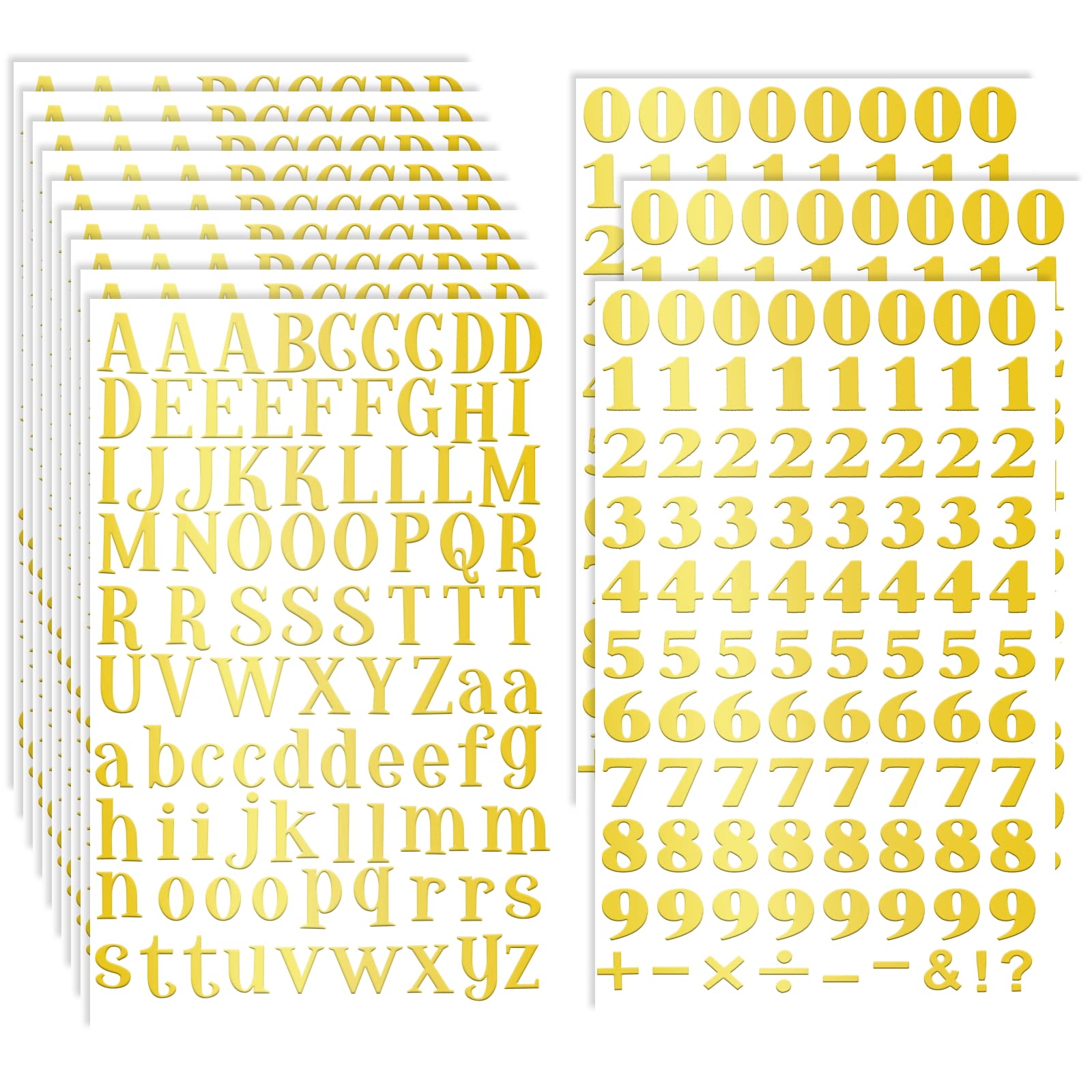 Prasacco 12 Sheets Gold Letter Stickers - Self Adhesive Alphabet & Number Stickers for Graduation Cap Decoration, DIY Crafts, Scrapbooking, and Party Decor | Perfect for Graduation Caps, Cards, and Gift Wrapping