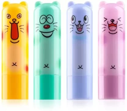Waterproof & Long-Lasting Cartoon Lip Balm Set - Pack of 4 Fruity Flavors (10g Each) | Moisturizing Lip Care for Kids, Outdoor Activities & Daily Use