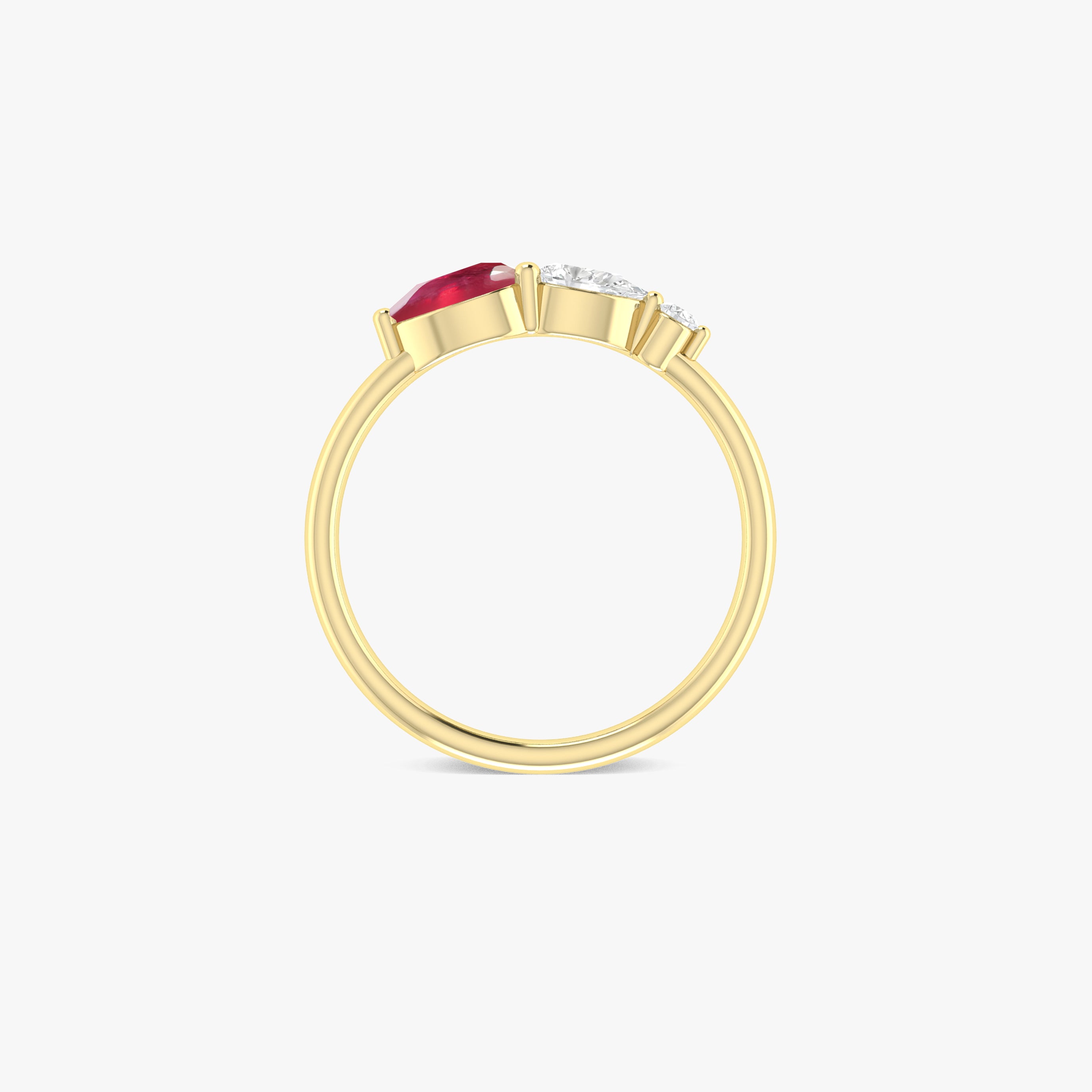 Authentic Ruby Pear Three Stone Ring – Elegant Jewelry for Weddings, Anniversaries & Special Occasions