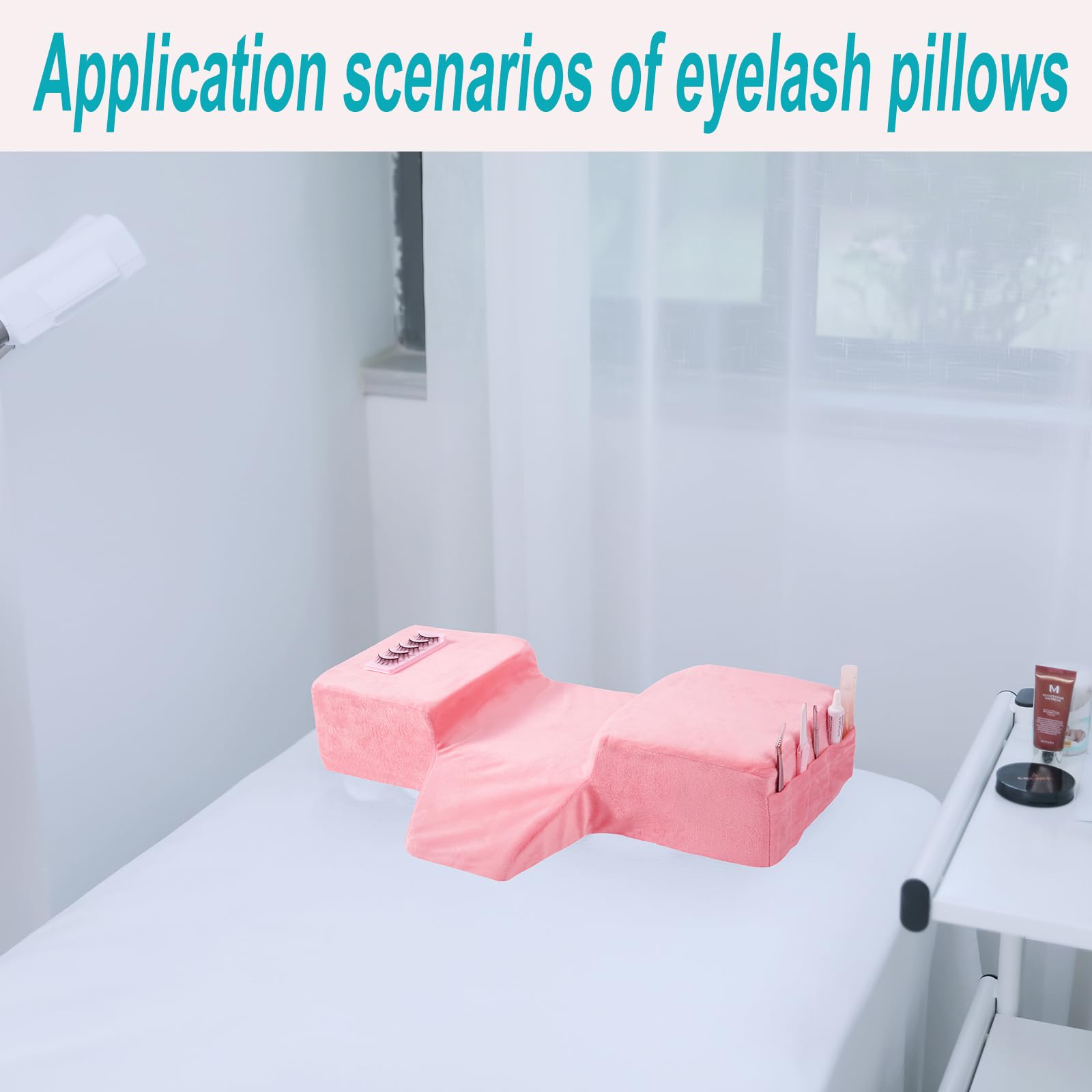 Premium Beauty Salon Lash Pillow - Velvet Memory Foam Eyelash Extension Pillow with Ergonomic Neck Support for Comfortable Lash Application (Pink) | Perfect for Professional Lash Technicians & At-Home Lash Extensions