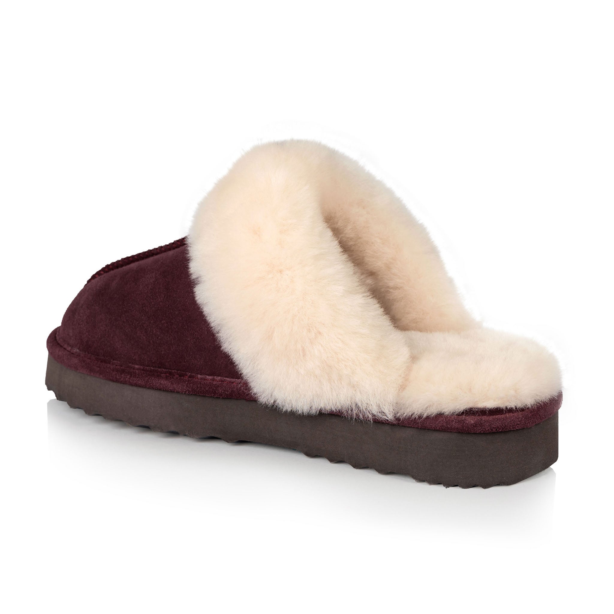 Harlow Women's Fuzzy House Slippers - Soft Plush Indoor/Outdoor Slides for Comfort & Warmth - Perfect for Home, Lounge & Backyard (Aubergine/Purple)