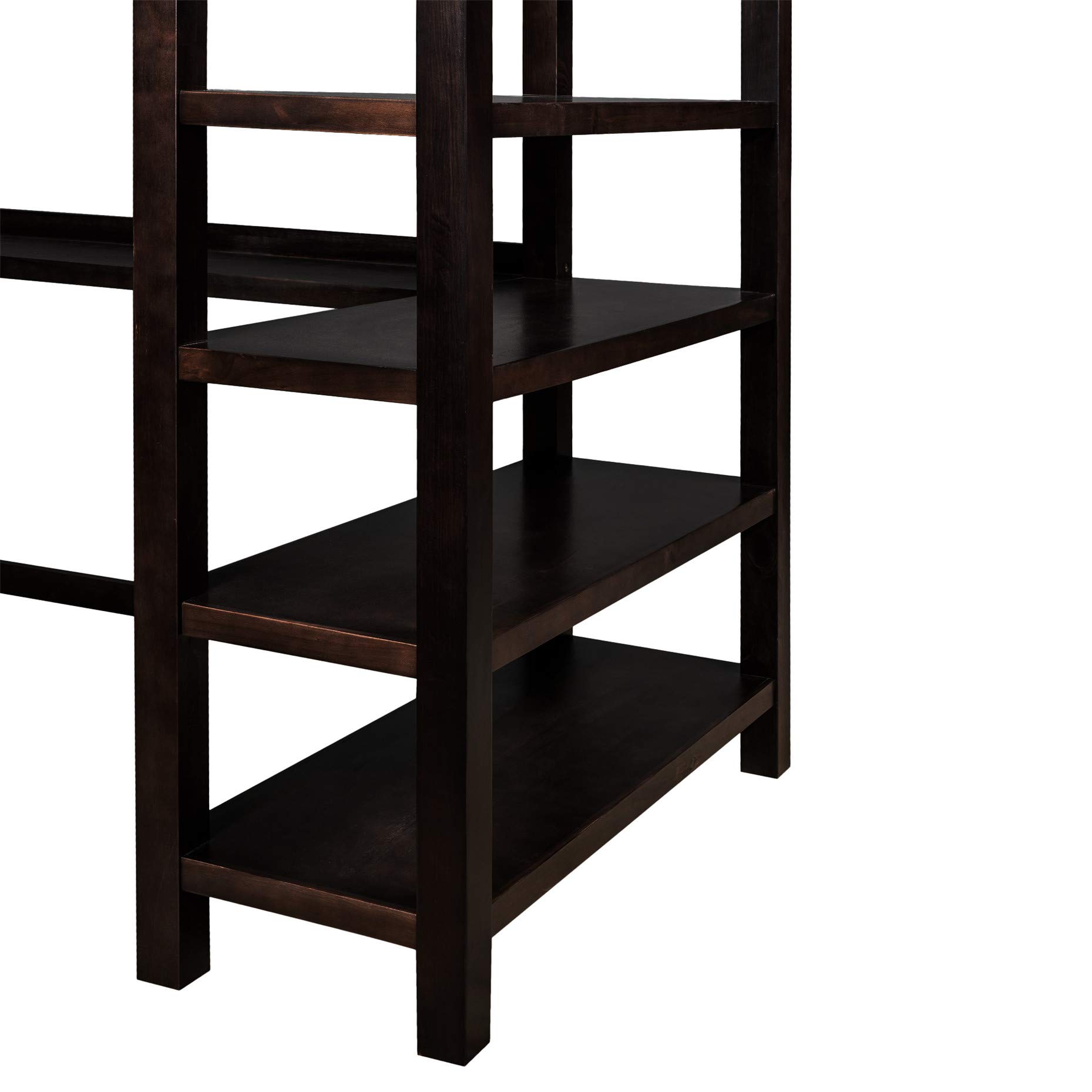 Harper & Bright Designs Twin Loft Bed with Desk & Storage - Space-Saving Wooden Bunk Bed with Ladder for Kids, Teens & Adults - Perfect for Small Bedrooms, Dorms & Studio Apartments (Espresso Finish)