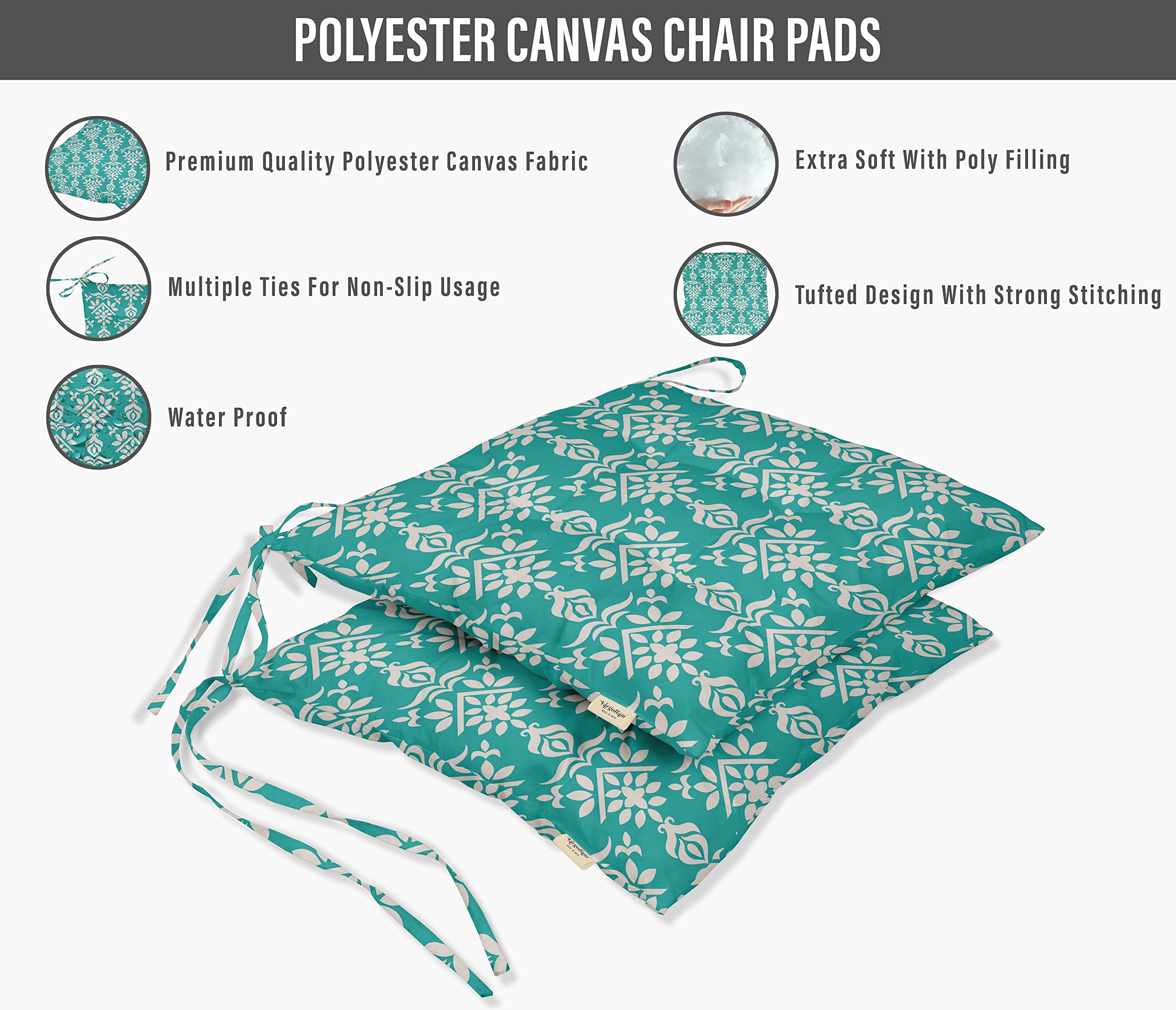 Premium Water-Resistant Indoor/Outdoor Tufted Square Patio Cushion Set of 2 - 19