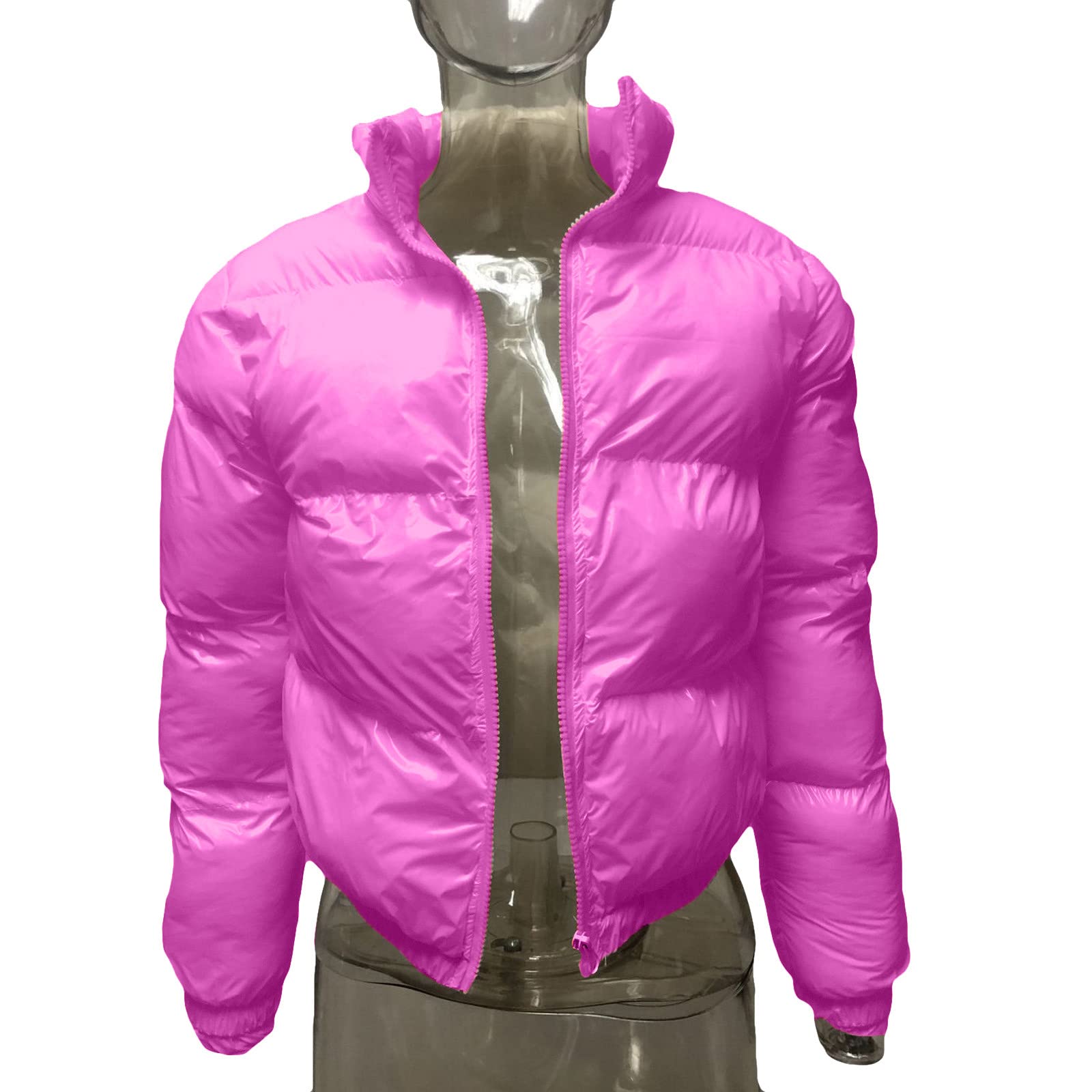 Women's Winter Cropped Puffer Jacket with Sequins - Y2K Style Down Parka, Lightweight Puffy Bubble Coat for Women (Pink, Size S) | Perfect for Casual Outfits, Streetwear Fashion & Cold Weather Protection