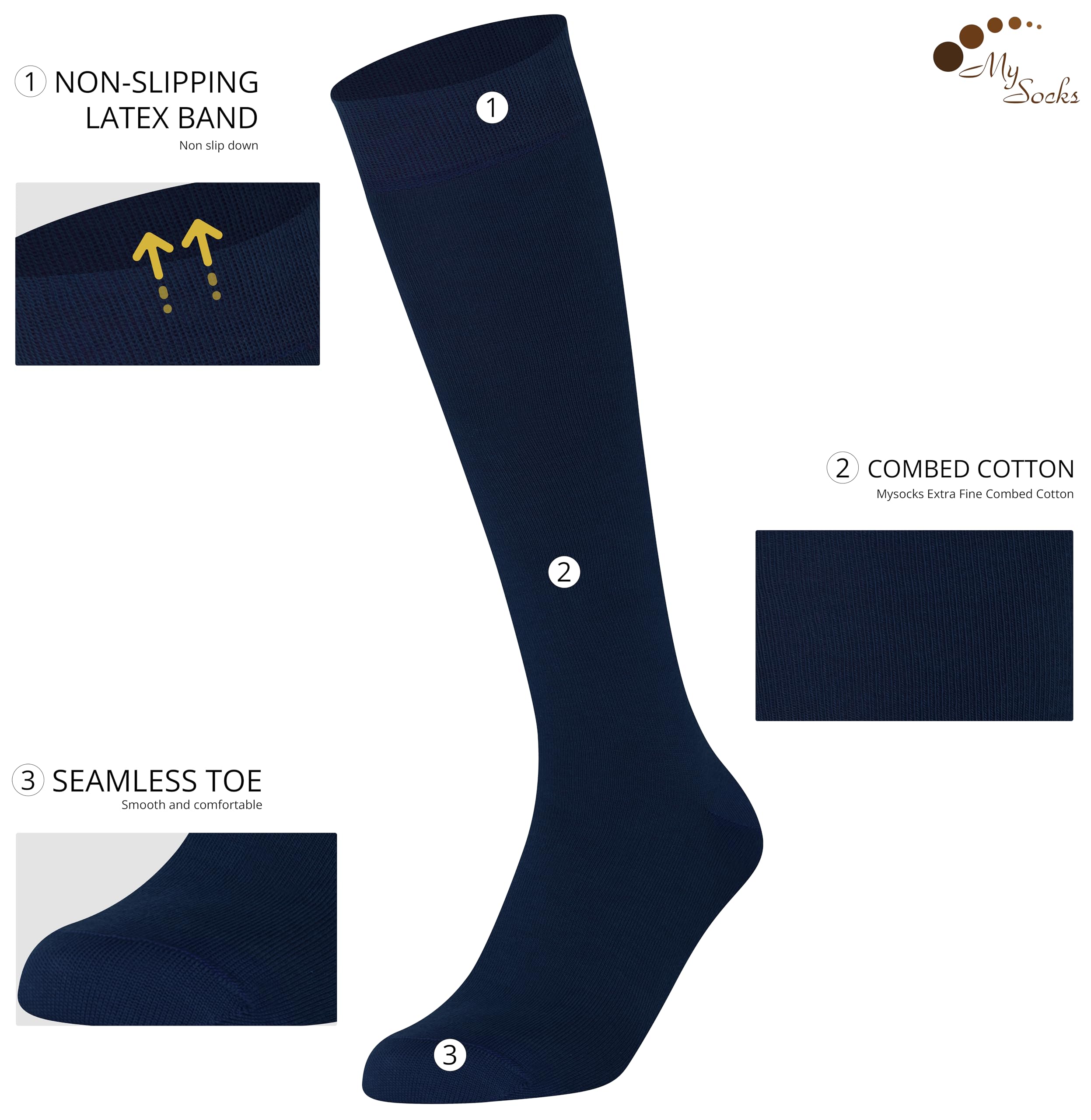 Premium Knee High Socks for Women & Men - Soft Combed Cotton, Seamless Toe Design - Tall Long Socks for Running, Hiking & Winter Warmth