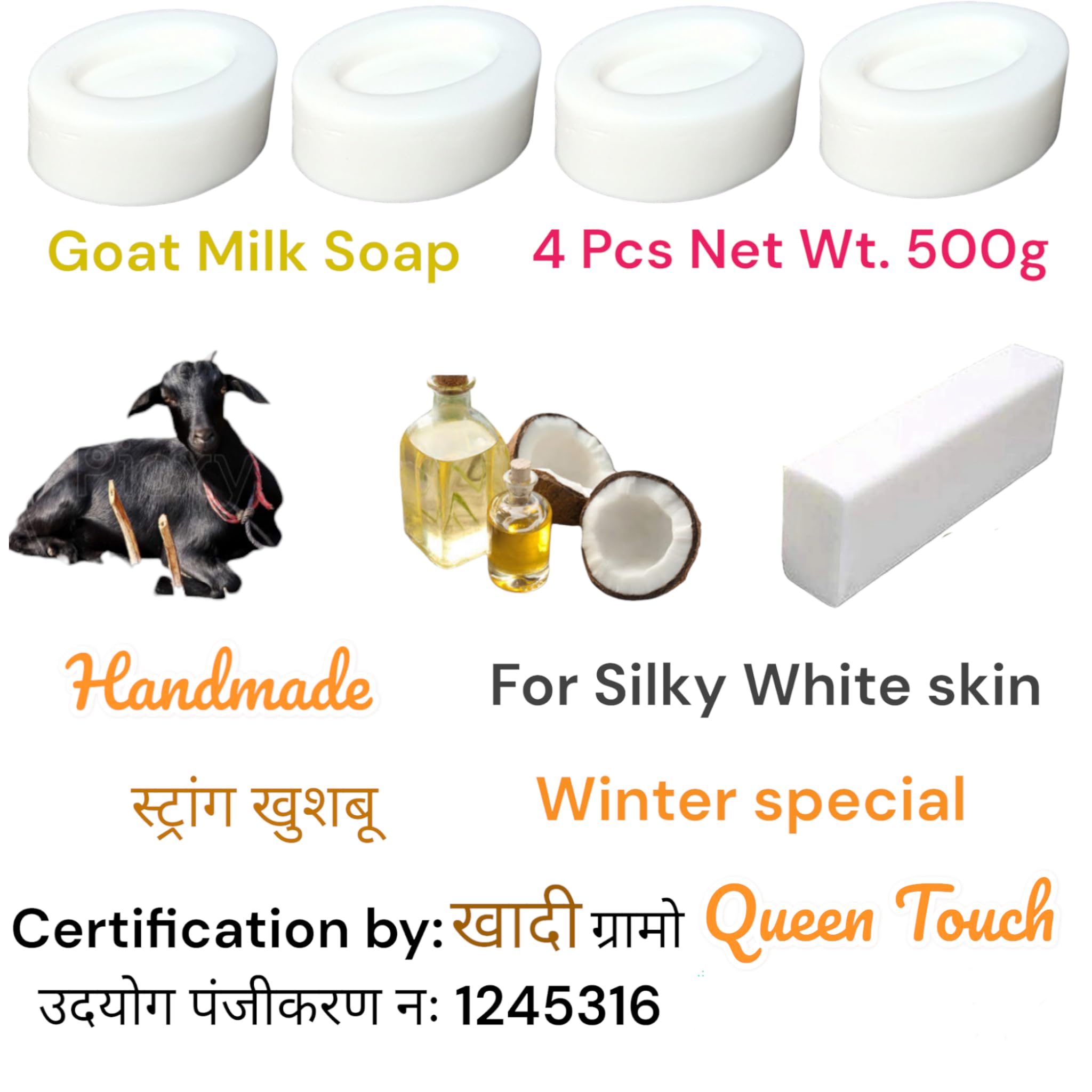 Natural Goat Milk Soap Bar (500g) - Moisturizing & Gentle for Dry, Sensitive Skin - Perfect for Daily Face & Body Cleansing, Gift Sets