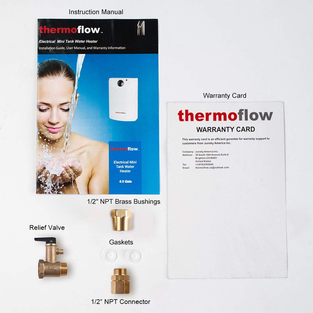 Thermoflow 4.0 Gallon Electric Mini Tank Water Heater - 120V Under Sink Instant Hot Water System for Kitchen, Bathroom & RV | Small Point-of-Use Water Heater for Fast Hot Water Supply