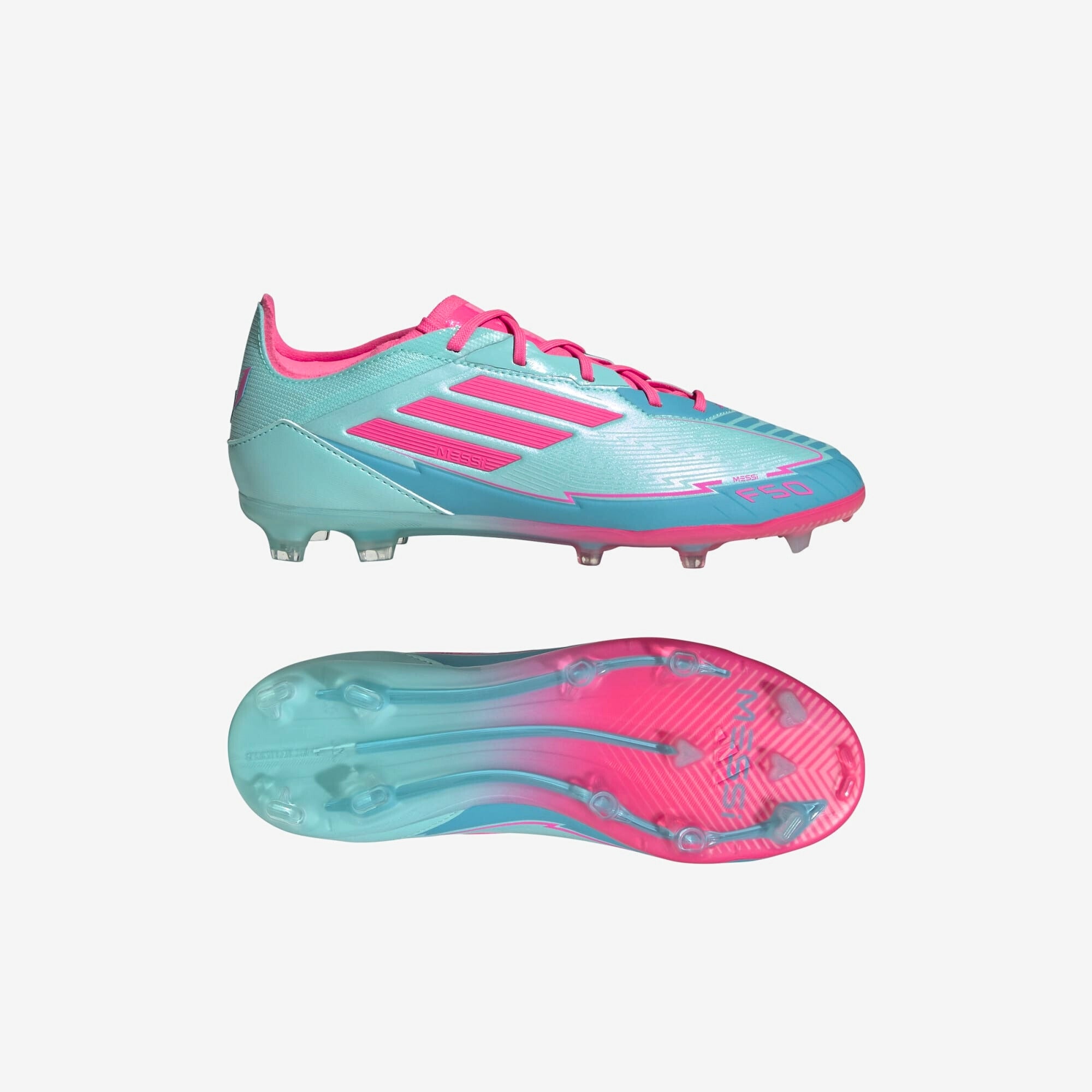 adidas Jr. F50 Elite Messi Youth Soccer Cleats - Lightweight Football Shoes for Kids with Enhanced Grip & Speed - Perfect for Training, Matches & Outdoor Play on Grass Fields