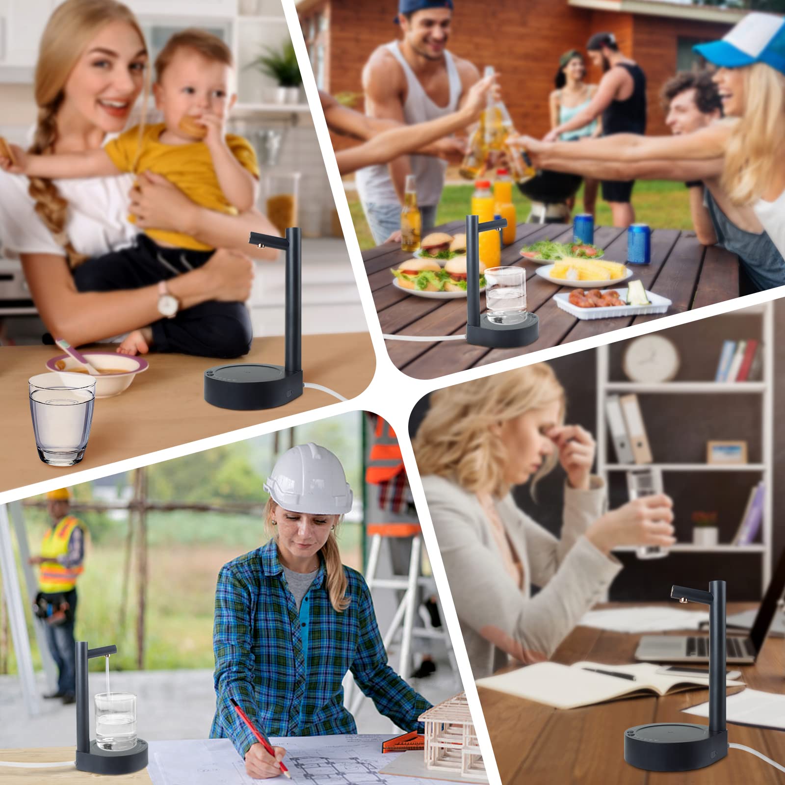 Electric Water Bottle Pump for 5 Gallon Bottles - USB Charging, Portable for Home & Office Use