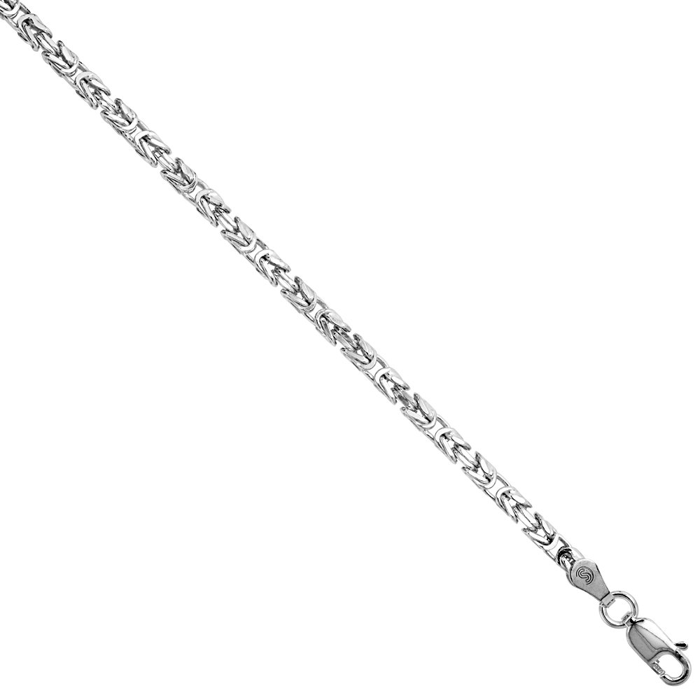 2.6mm Sterling Silver Square Byzantine Chain Necklace & Bracelet Set - Nickel Free, Hypoallergenic, Made in Italy - Sizes 7-30 Inches - Perfect for Gifts, Weddings & Everyday Elegance