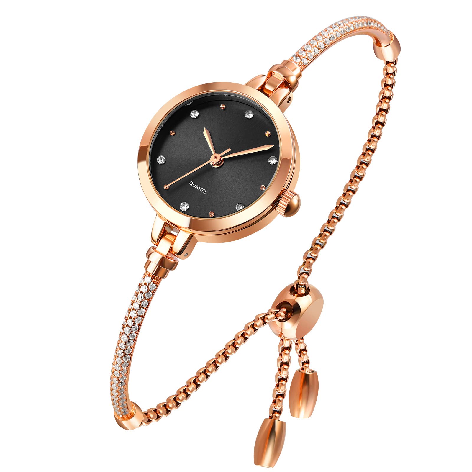 TOOCAT Women's Rose Gold Glitter Diamond Analog Quartz Watch - Waterproof Fashion Wristwatch for Women & Girls, Perfect for School, Office, Party and Daily Wear