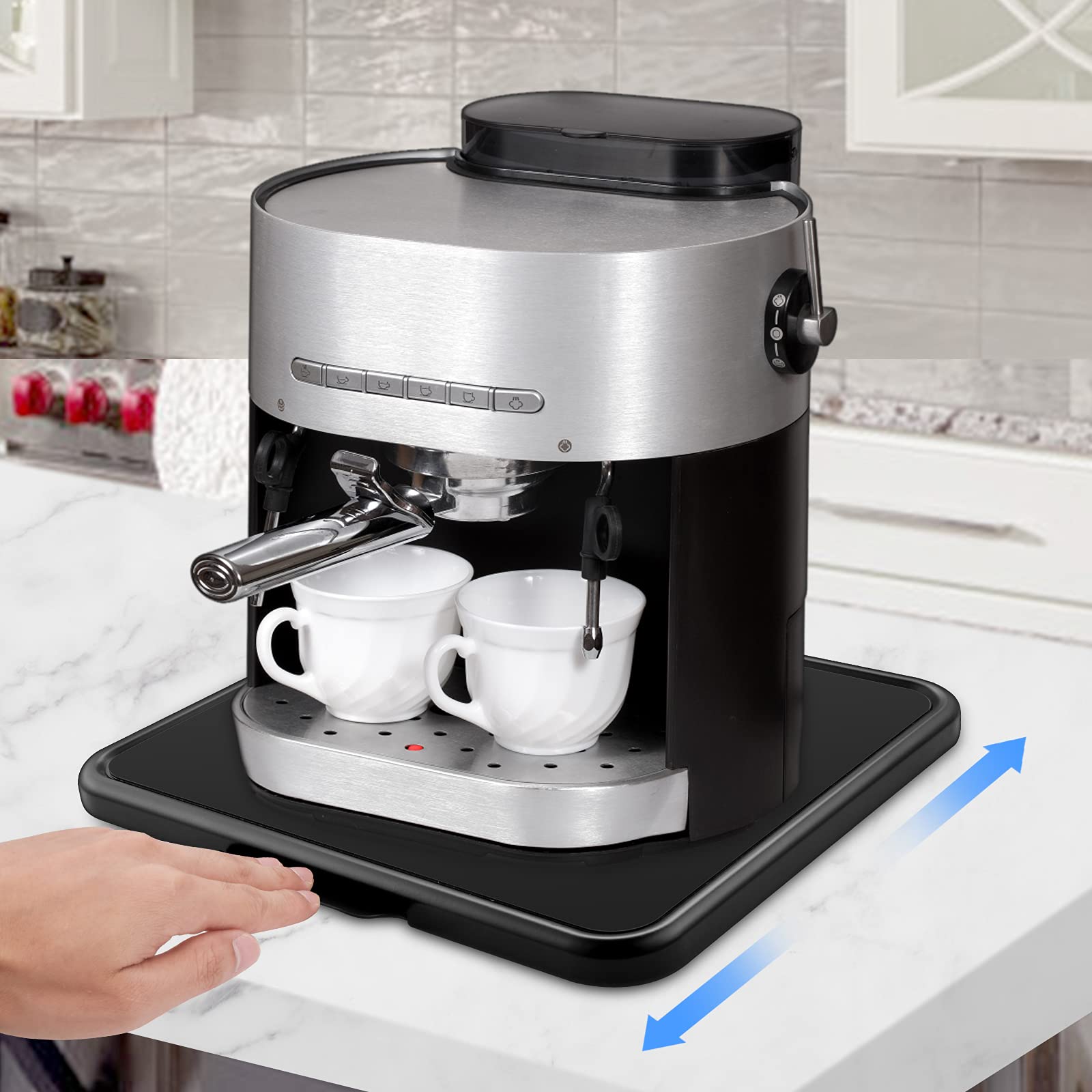 Premium Under Cabinet Appliance Organizer - Alloy Steel Sliding Tray for Coffee Maker, Toaster, Blender, Air Fryer & Stand Mixer (13.8