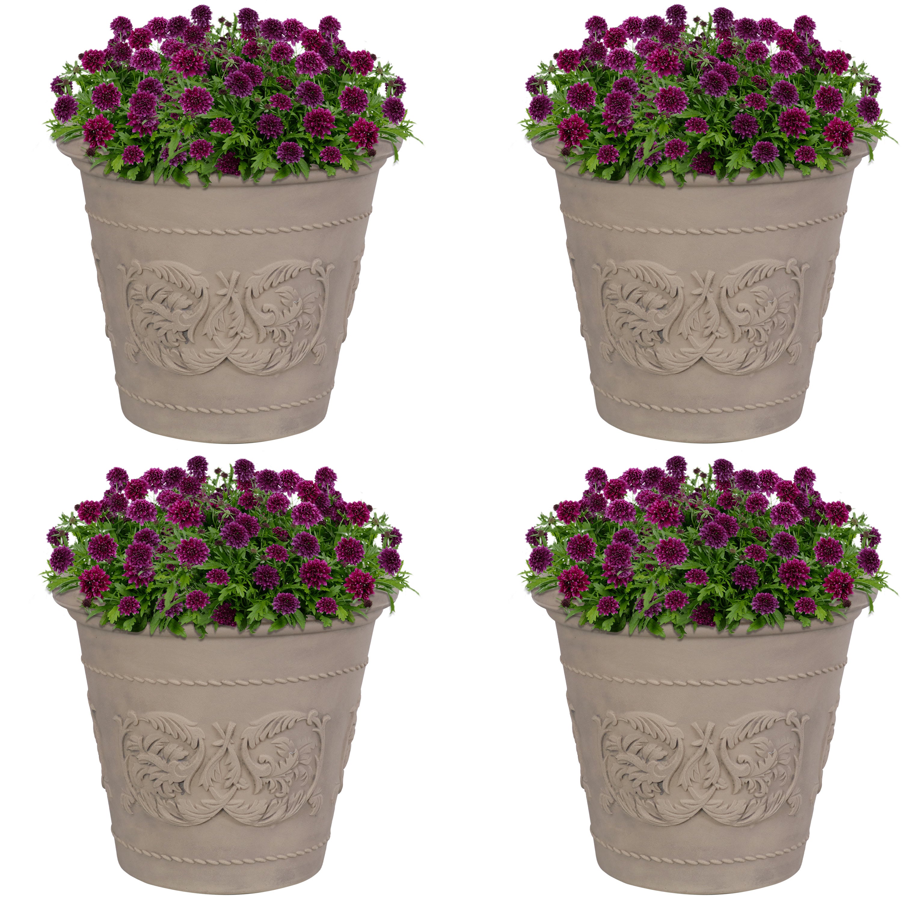Sunnydaze Arabella Polyresin Outdoor Flowerpot Planter - Decorative Garden Planter for Patio, Porch & Yard - Weather-Resistant & Durable Design
