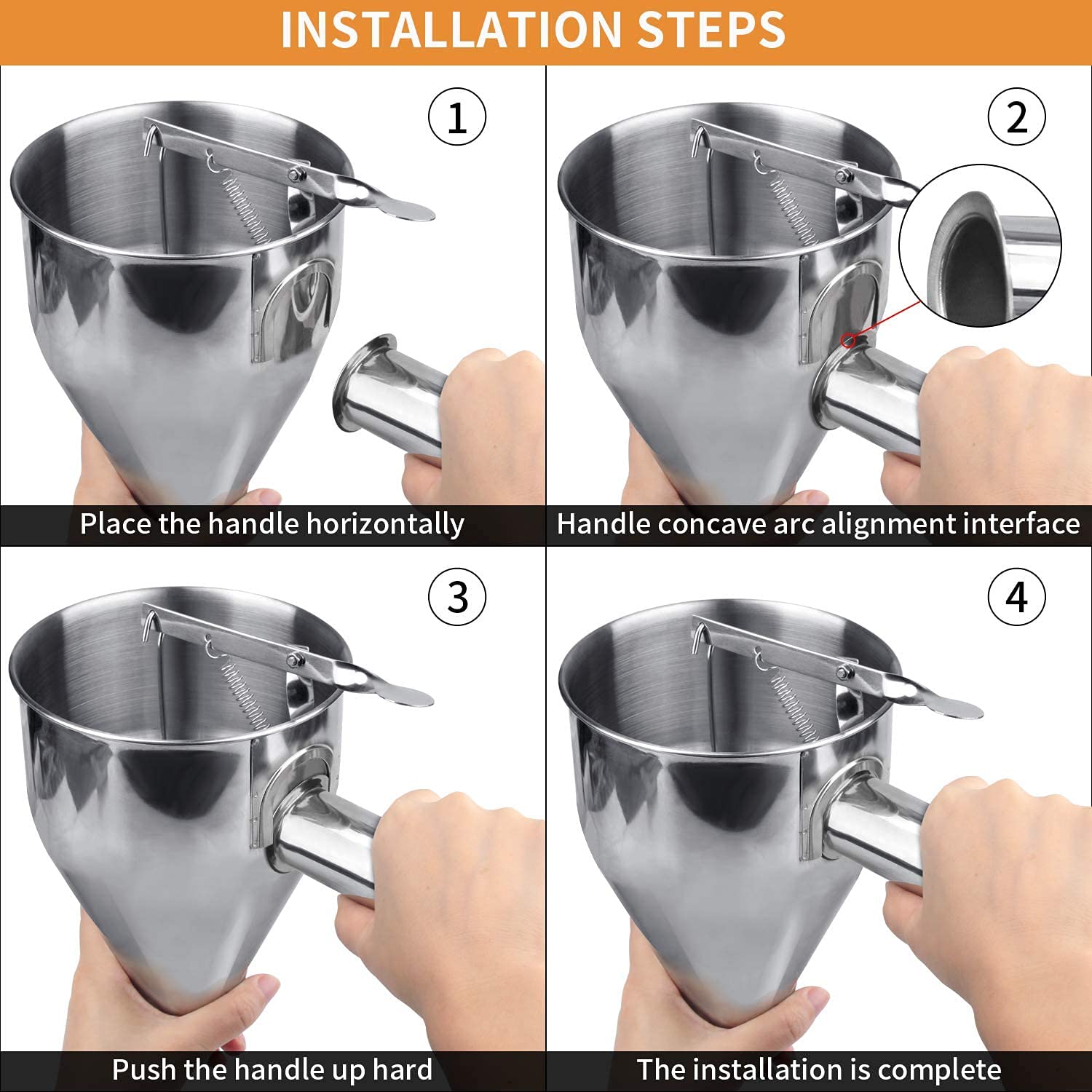 MyLifeUNIT Stainless Steel Pancake Batter Dispenser - Precision Funnel Dispenser with Stand for Takoyaki, Waffles, Crepes & Baking | Perfect for Home Kitchens, Bakeries & Food Trucks