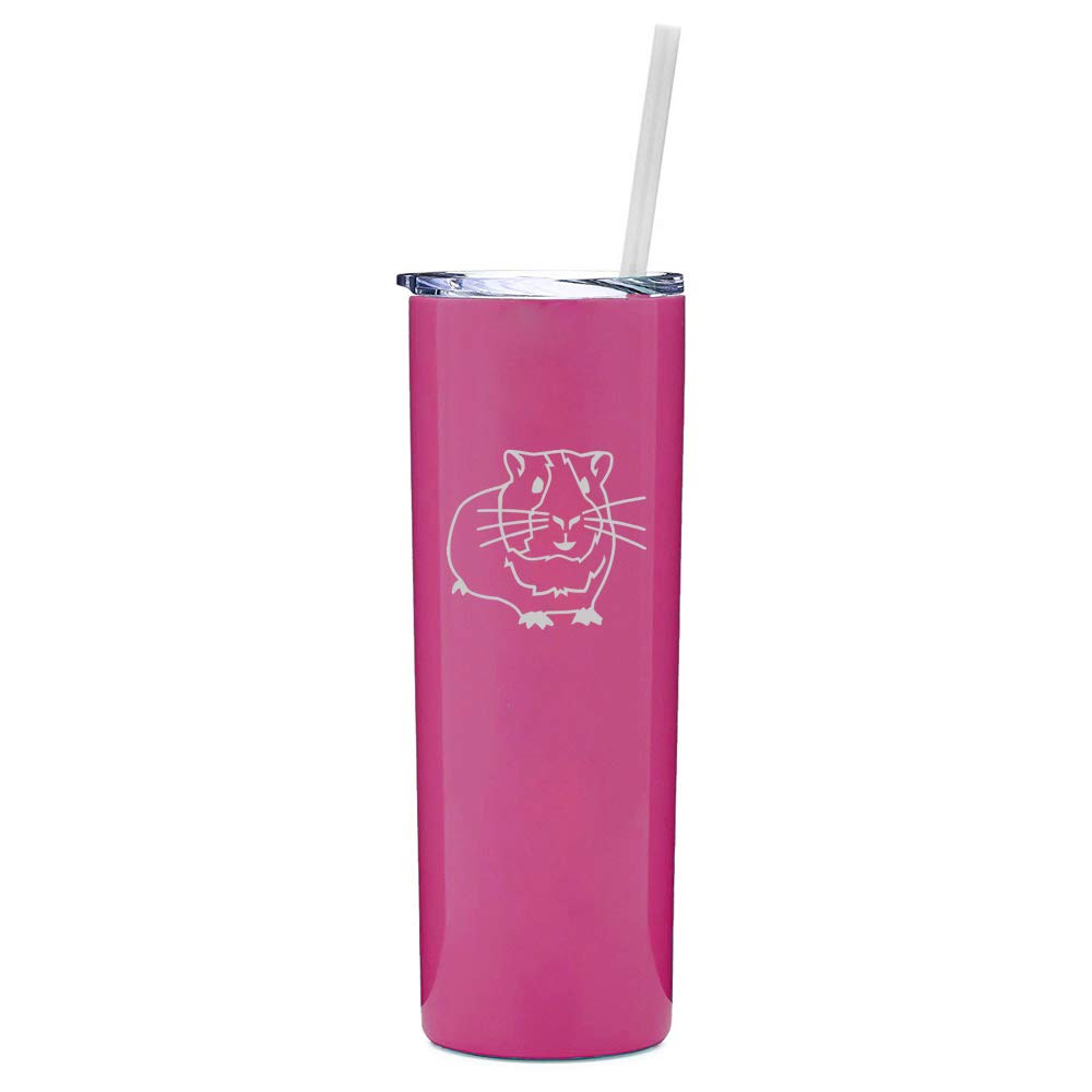 20 oz Skinny Tall Stainless Steel Tumbler - Vacuum Insulated Travel Mug with Straw & Lid - Leakproof Hot Pink Cup for Coffee, Tea, Smoothies - Perfect for Office, Gym, Hiking & Car Commutes
