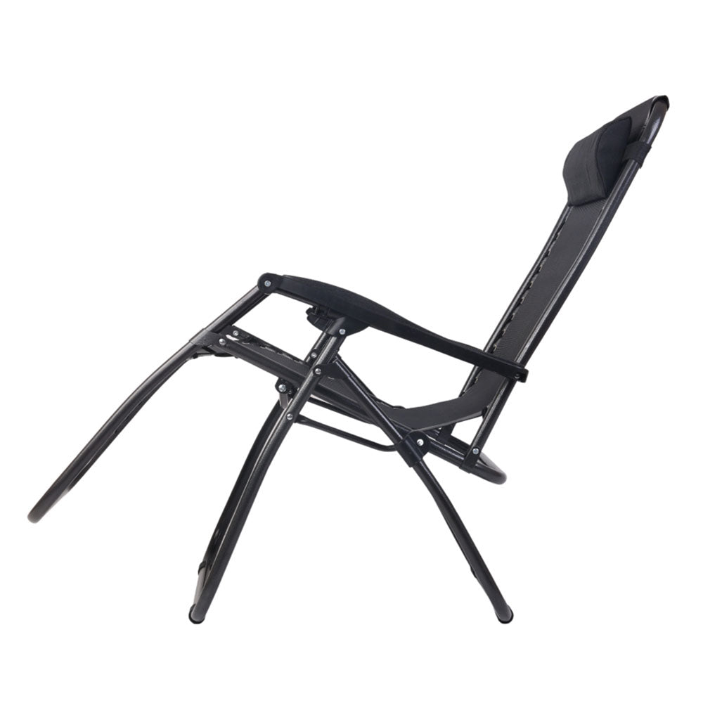 2PC Zero Gravity Chair Folding Outdoor Recliner - Adjustable Sun Lounge Chair for Patio, Beach, Poolside & Camping - Heavy Duty Support & Comfort - Black (Perfect for Relaxing, Sunbathing & Backyard Lounging)