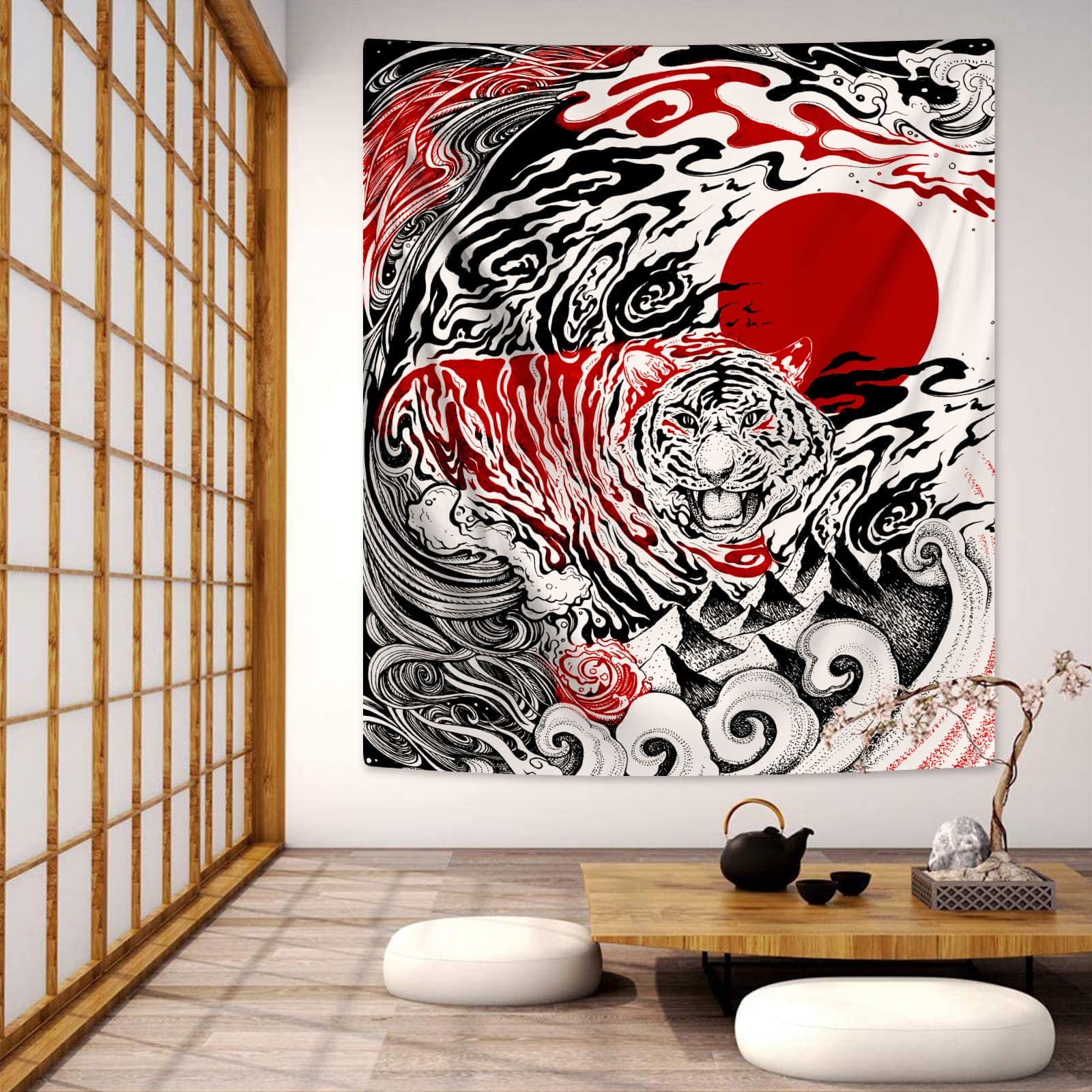ARTCREATOR Japanese Cool Tiger Anime Tapestry Wall Hanging - 59