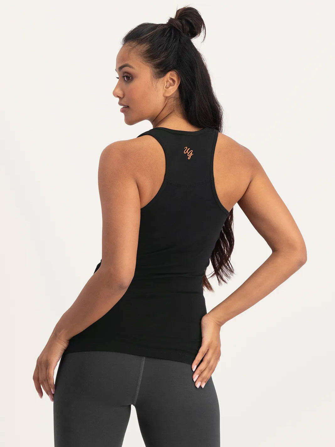 Urban Goddess Hamsa Core Yoga Tank Top - Onyx Black - Women's Workout Shirt for Yoga, Pilates & Gym