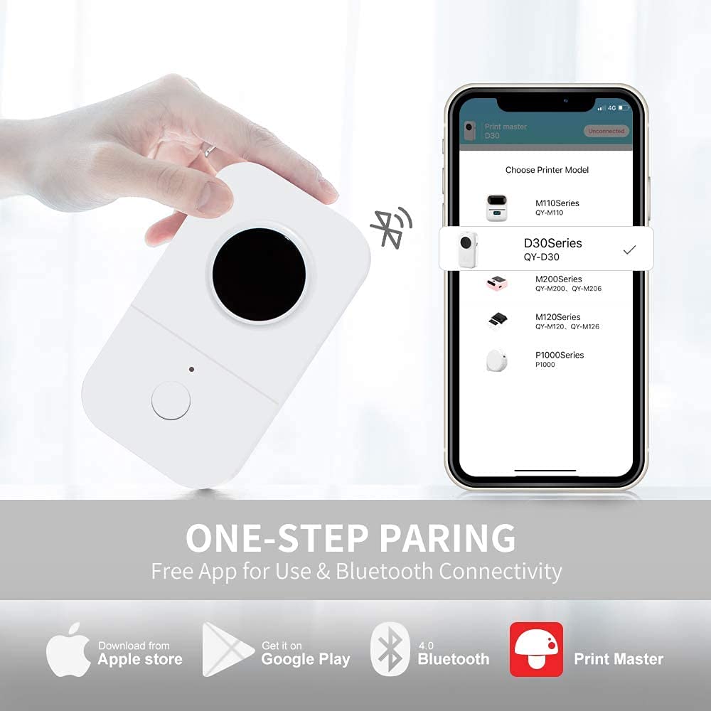 Phomemo D30 Portable Bluetooth Label Maker - Wireless Thermal Sticker Printer with Tape, Compact Handheld Label Machine for iOS & Android | Perfect for Home Organization, Office Filing & Small Business Inventory